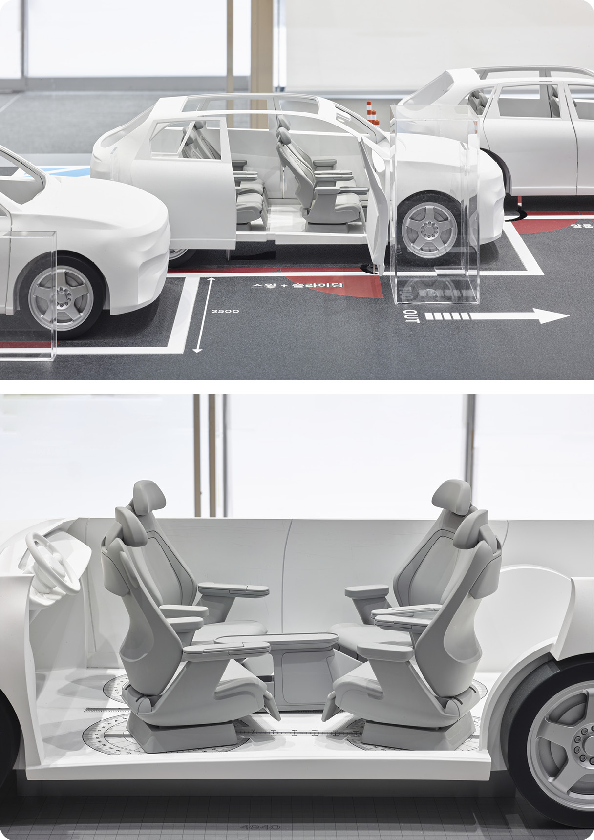 Mockups of the door UX concept and seat UX concept