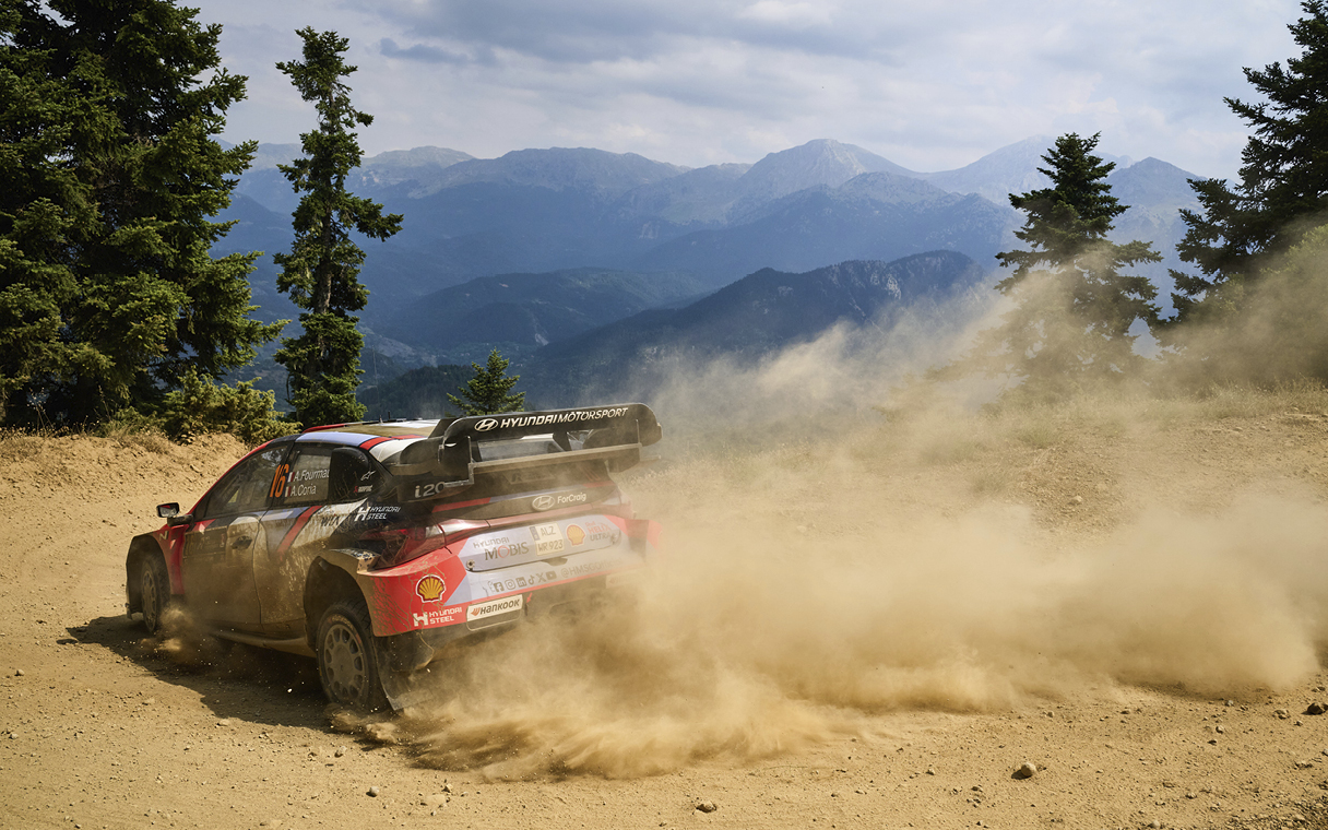 Hyundai Team's Rally Car Running Acropolis Rally