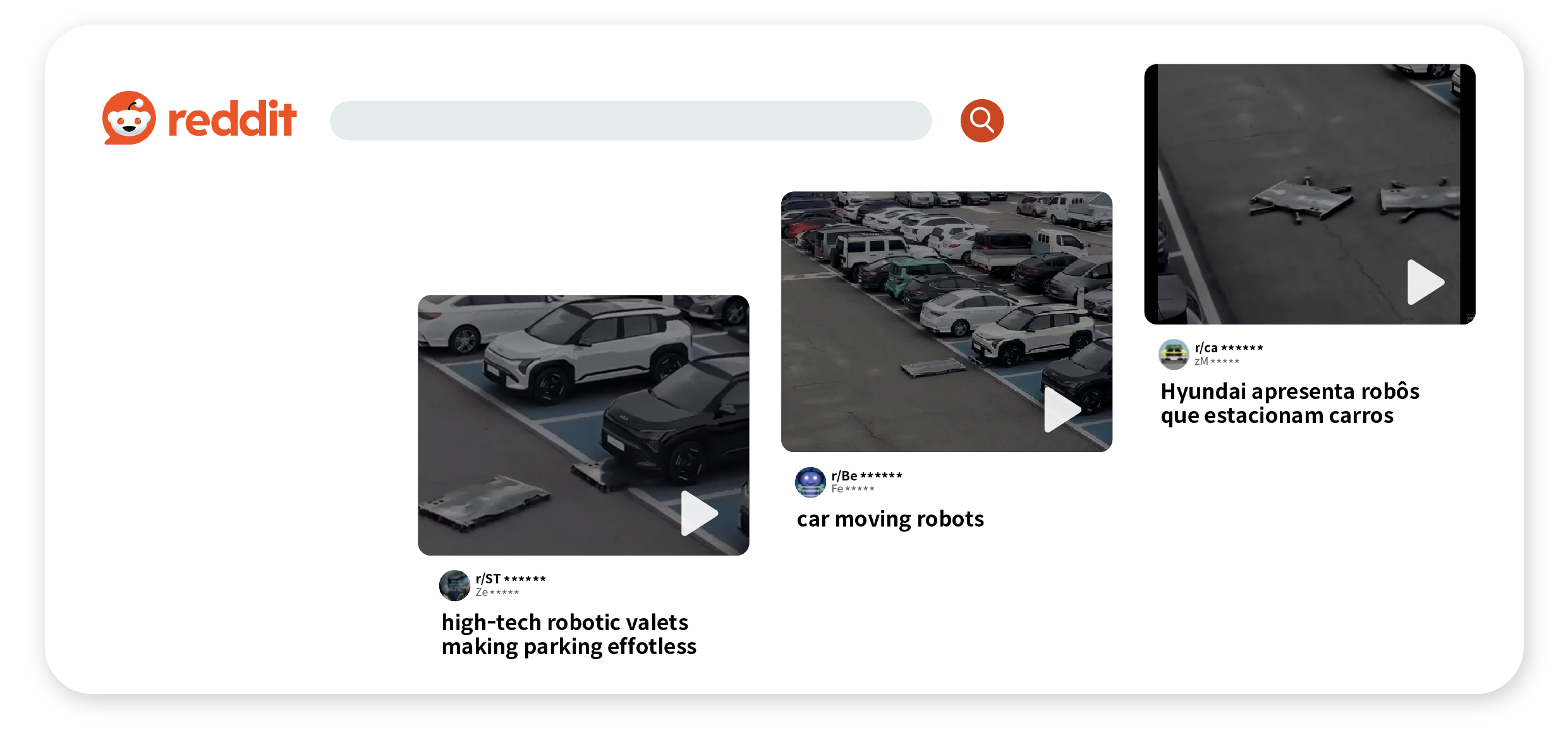 미국의 유명 소셜 플랫폼인 레딧에 소개된 현대차그룹 주차 로봇 영상
