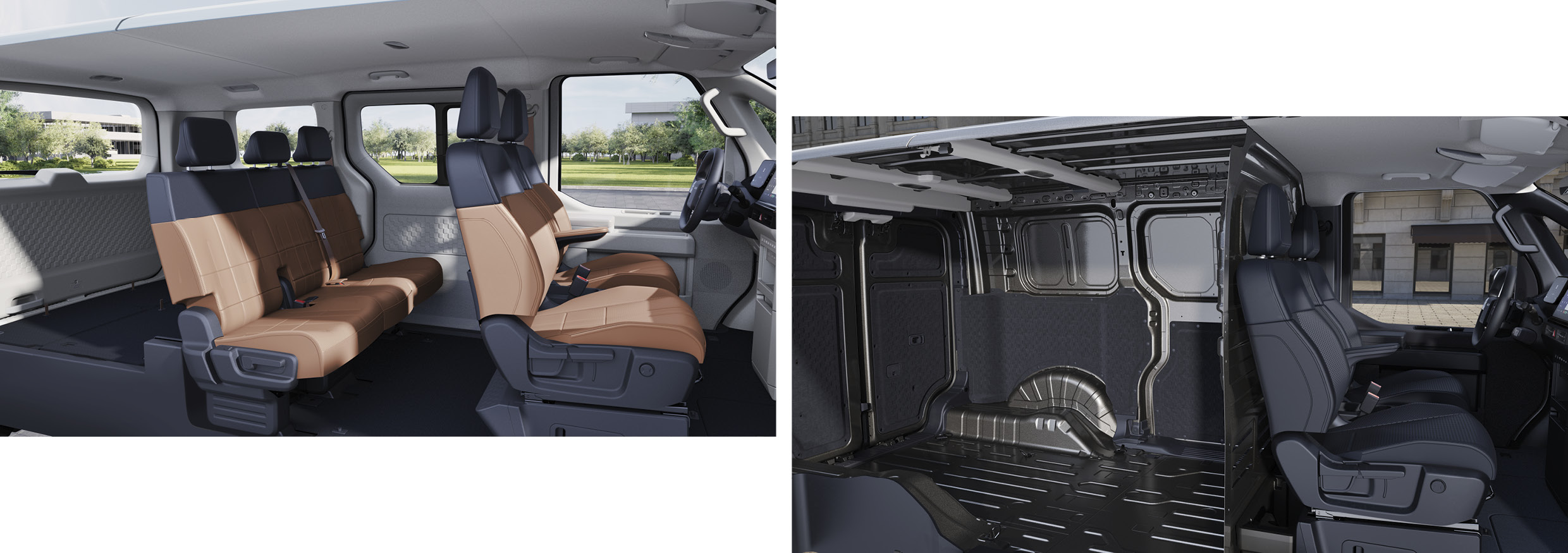 PV5 패신저와 카고의 실내를 보여주는 사진