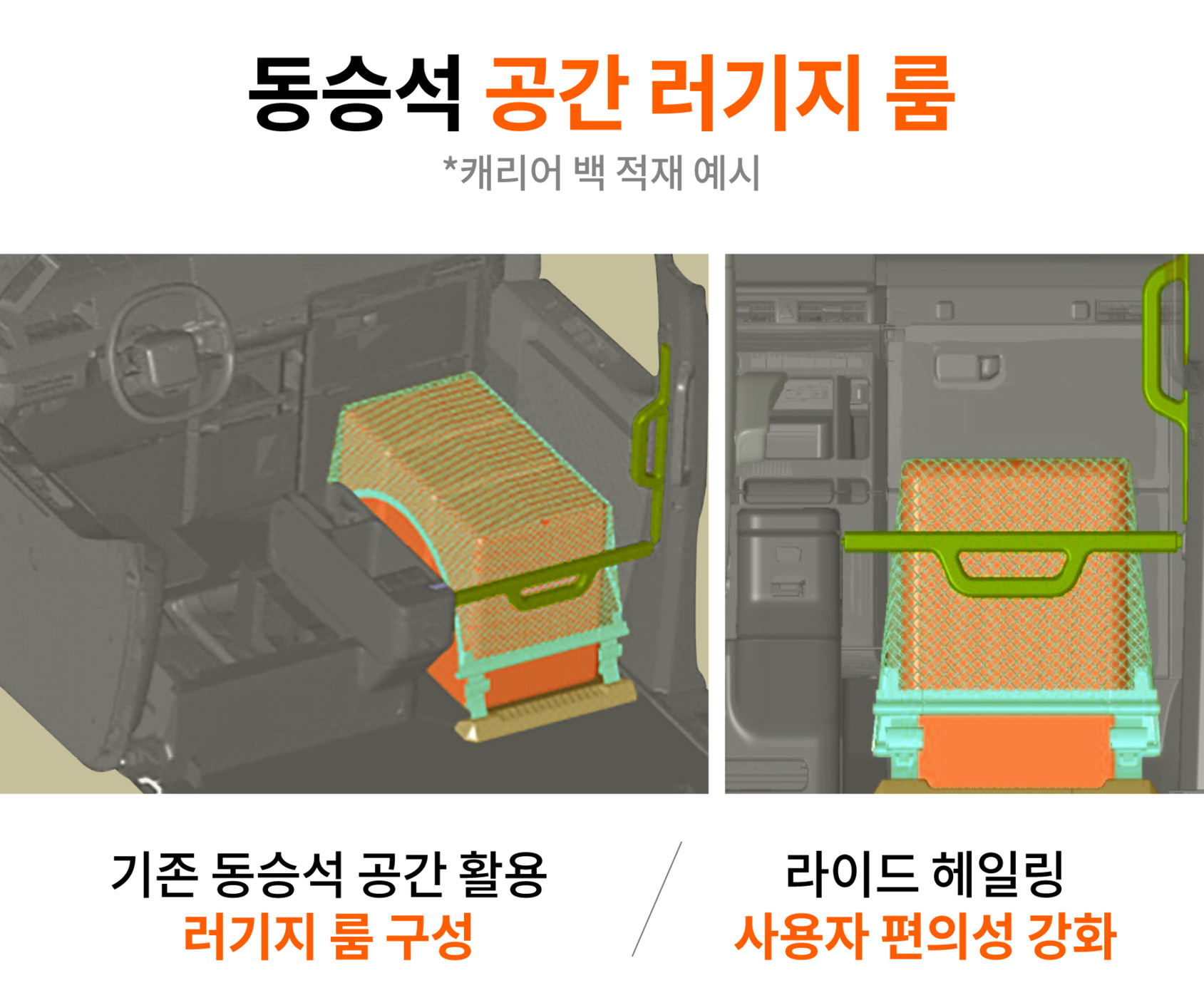 동승석 공간 러기지 룸 구성을 보여주는 인포그래픽