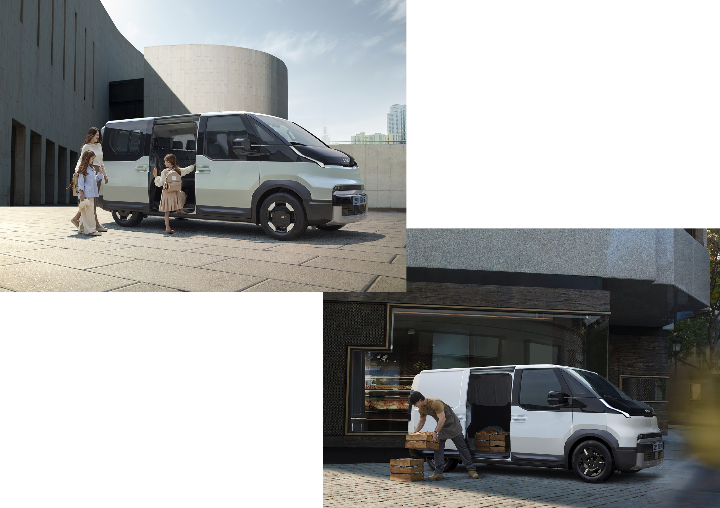 PV5 패신저와 카고의 실생활 활용 예를 보여주는 사진