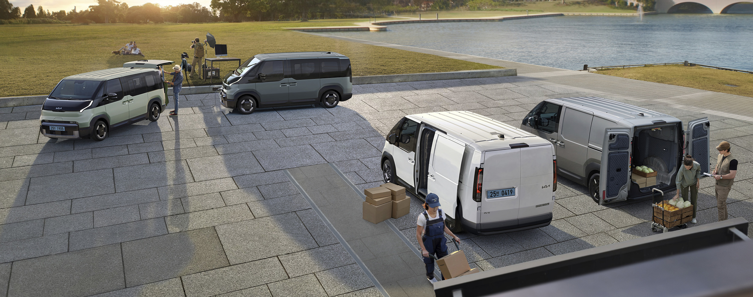 다양하게 활용되는 더 기아 PV5의 모습