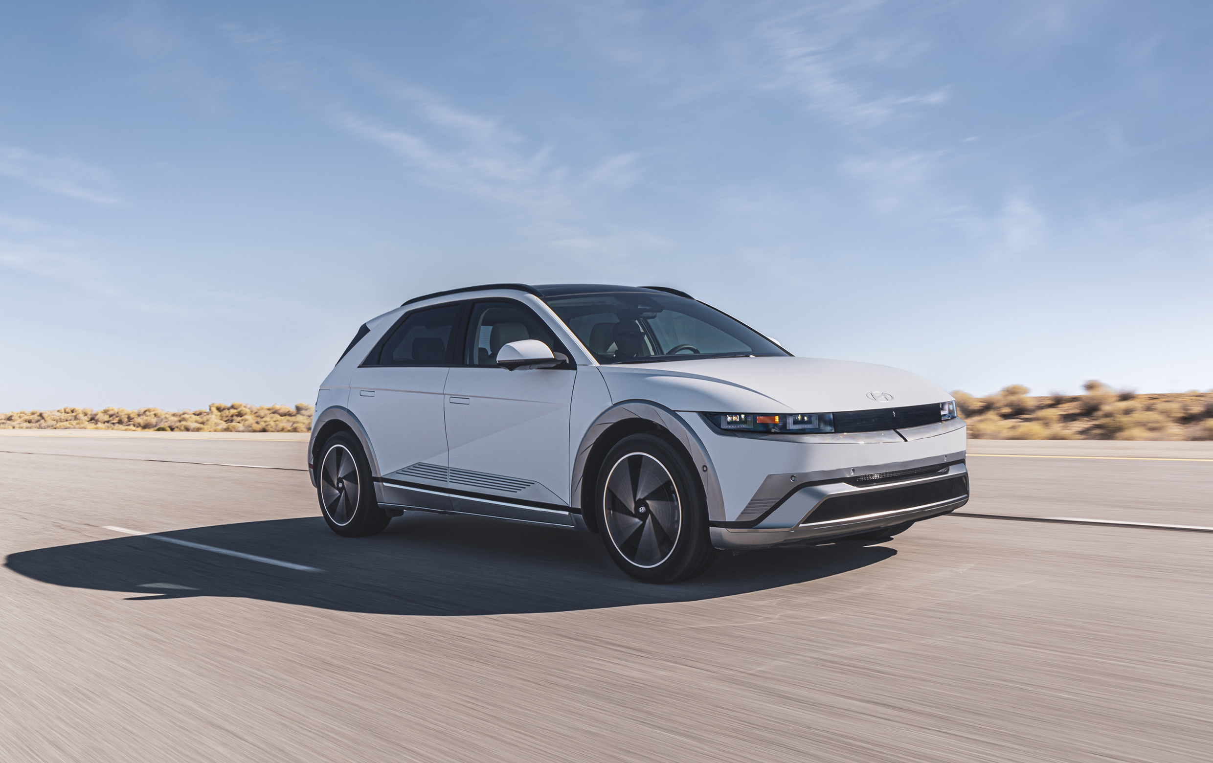 Ioniq 5 running on a desert road