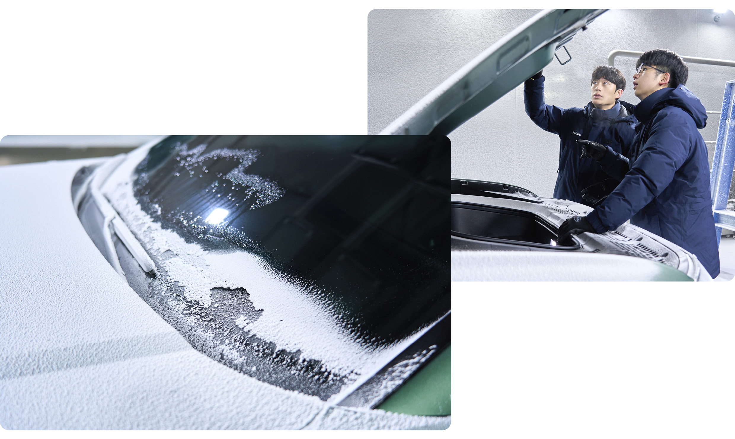 Checking the condition of the vehicle after a snowfall test