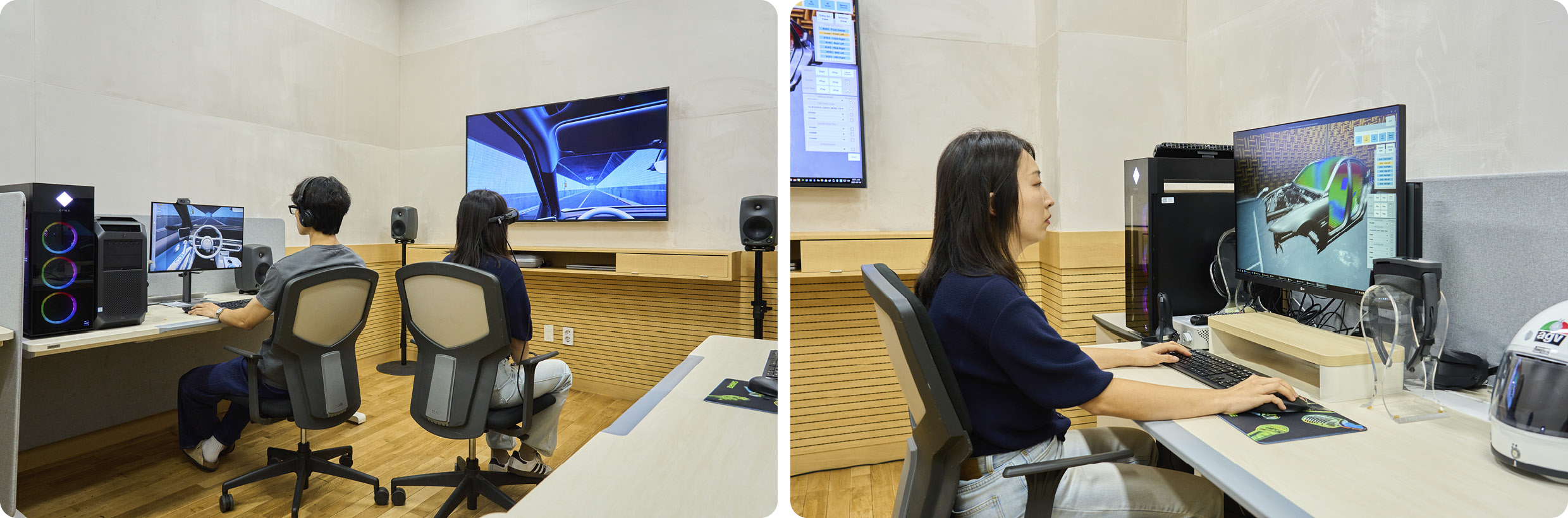 A VR test in a virtual environment evaluation room