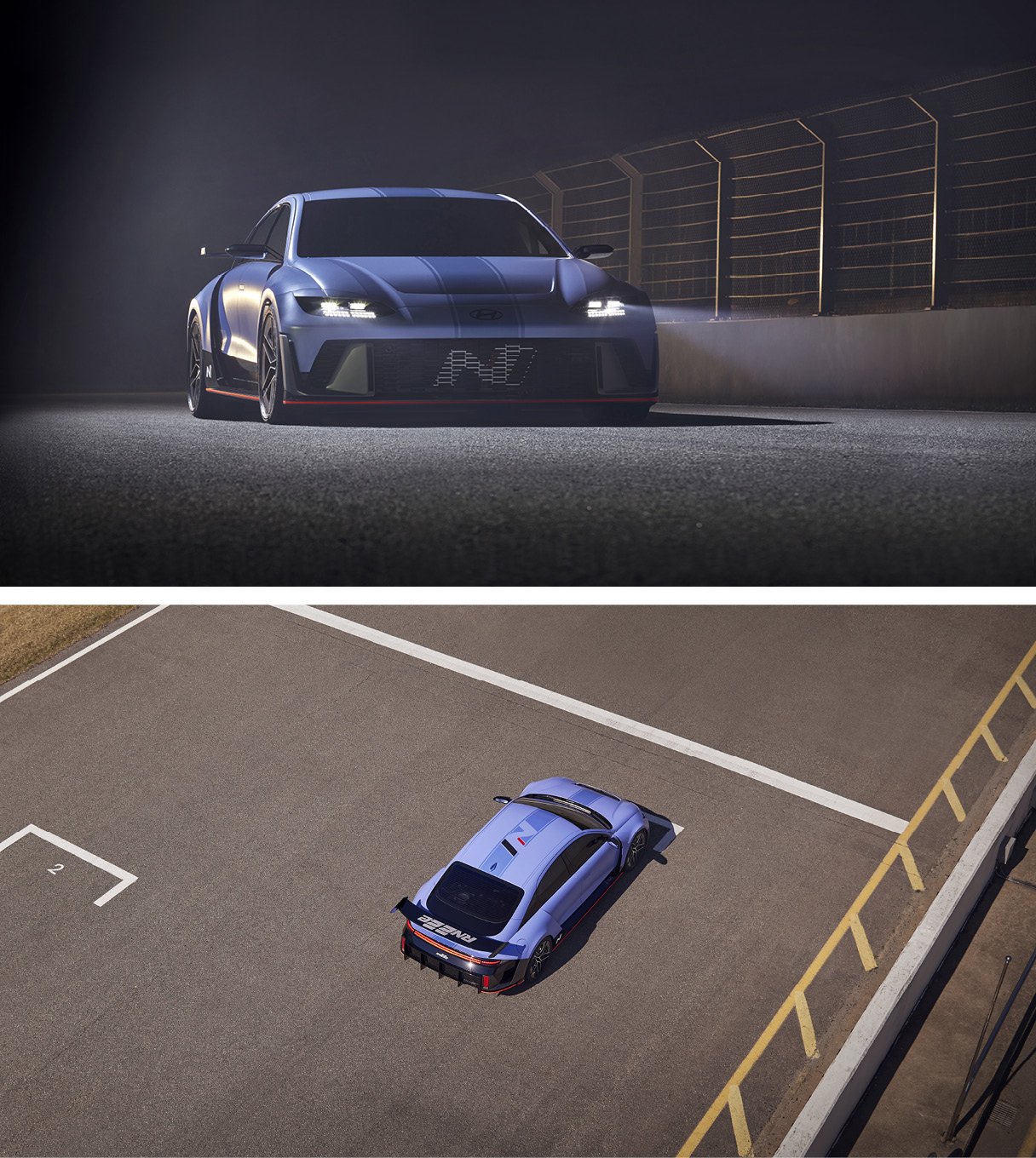 RN22e가 서킷 위에 서 있는 모습