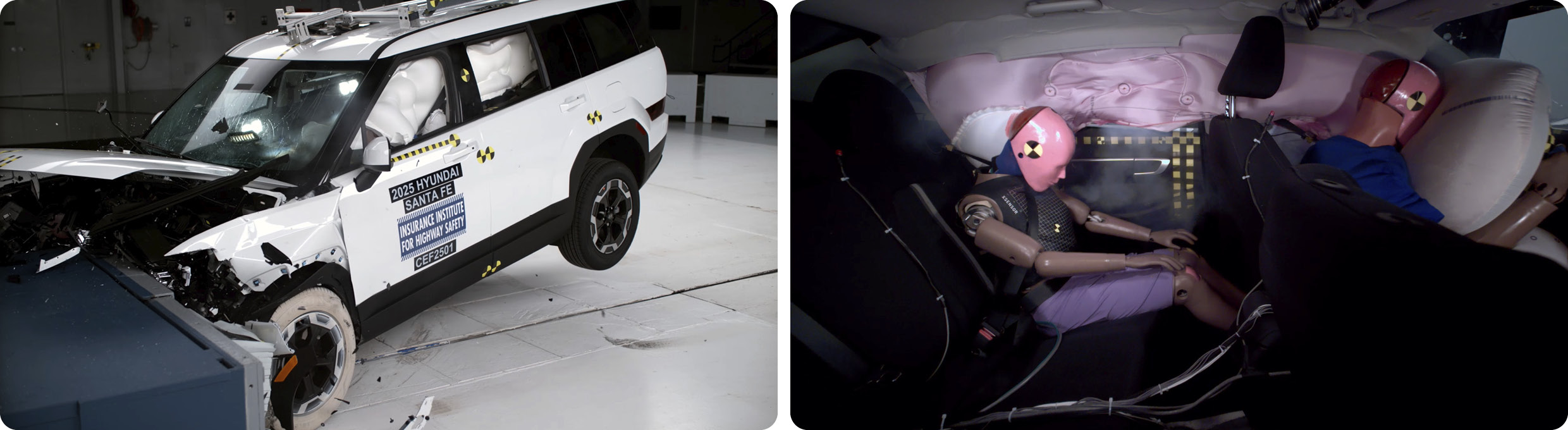 자동차 충돌 시험 시 내외부 모습