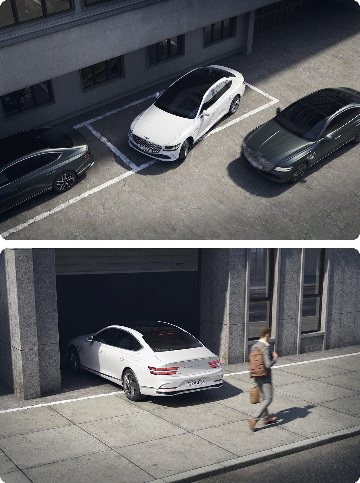 첨단 운전자 보조 시스템을 도로에서 활용하는 예시 모습