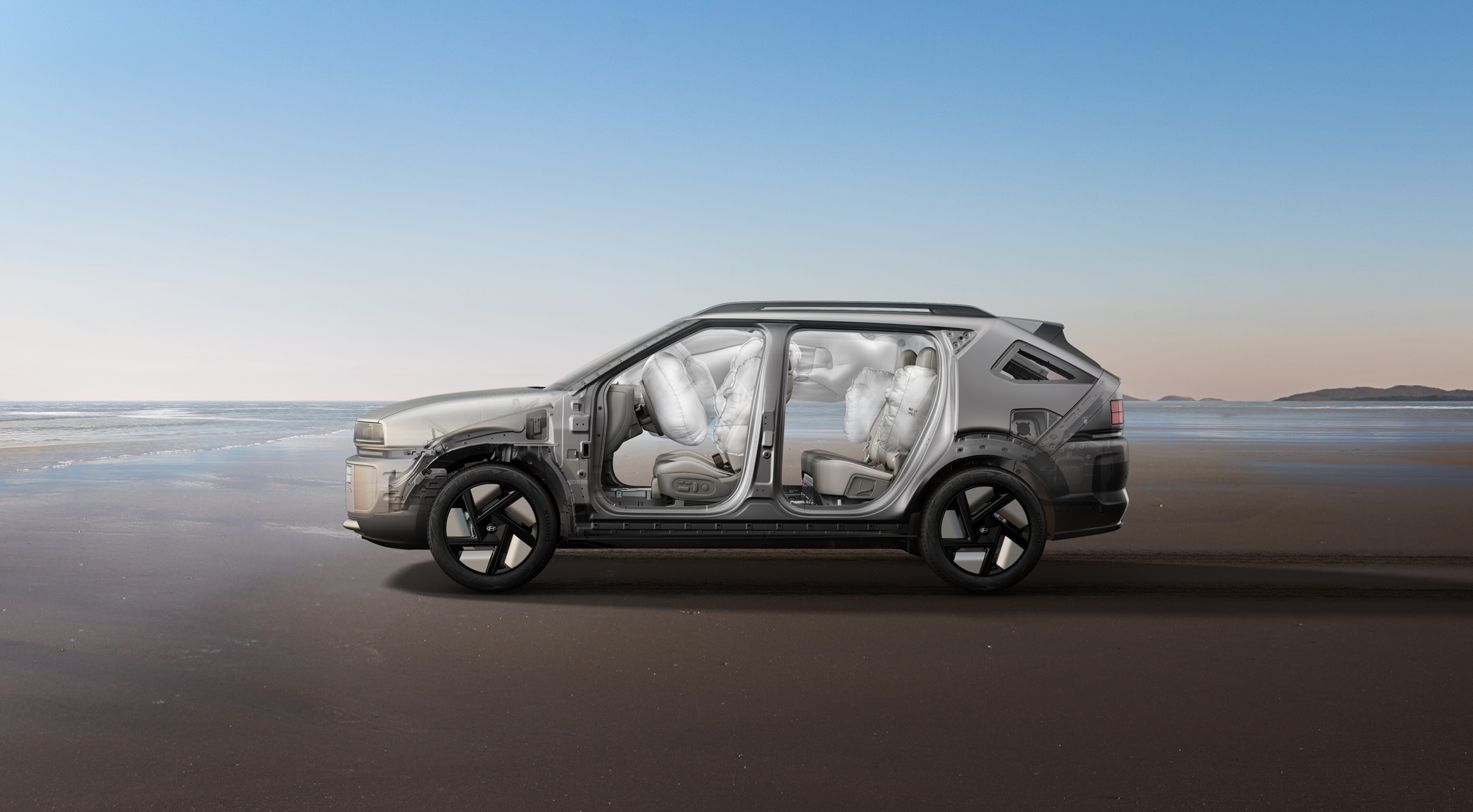 현대차 디 올 뉴 넥쏘 주요 골격 및 에어백 전개 모습