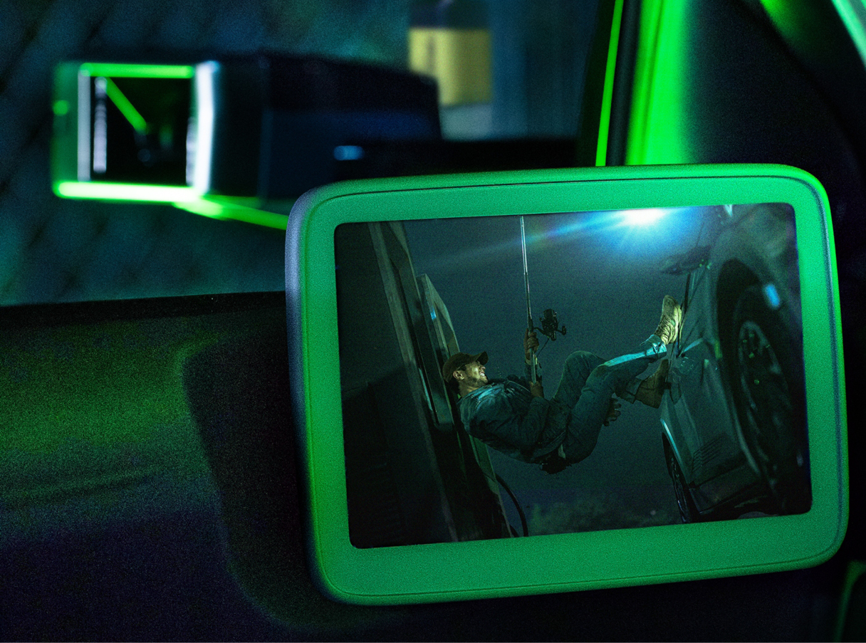 A scene from the movie “Night Fishing” showing the use of digital side mirrors.