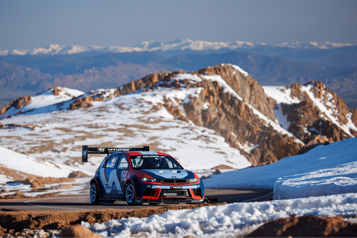 Hyundai Motor's Ioniq 5 N TA Spec Driving in Pikes Peak Hillclimb