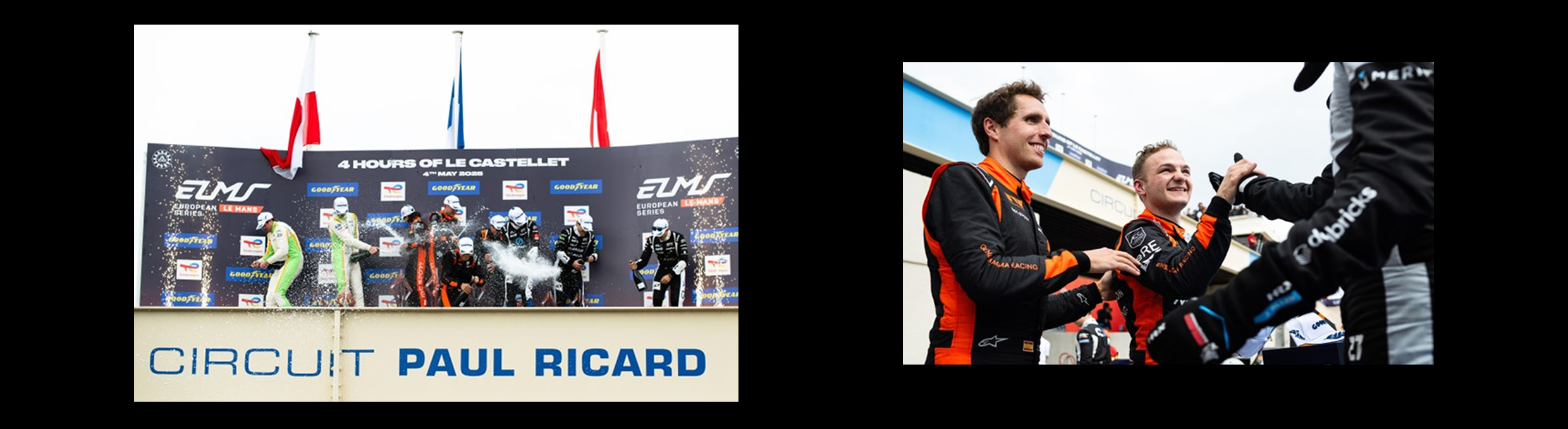 시상대 정상에 올라선 제네시스 마그마 레이싱 팀원들의 모습