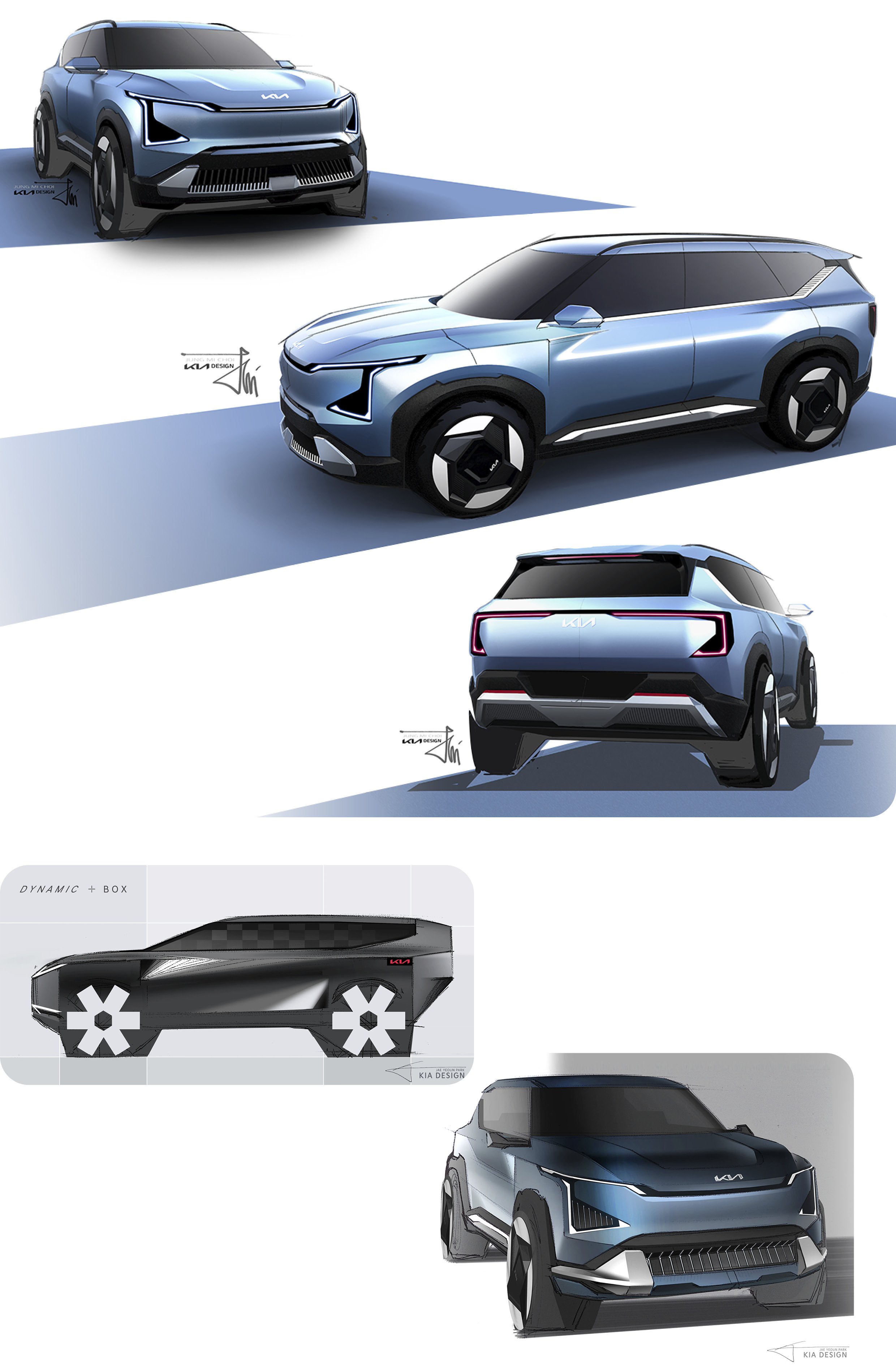더 기아 EV5의 디자인 스케치