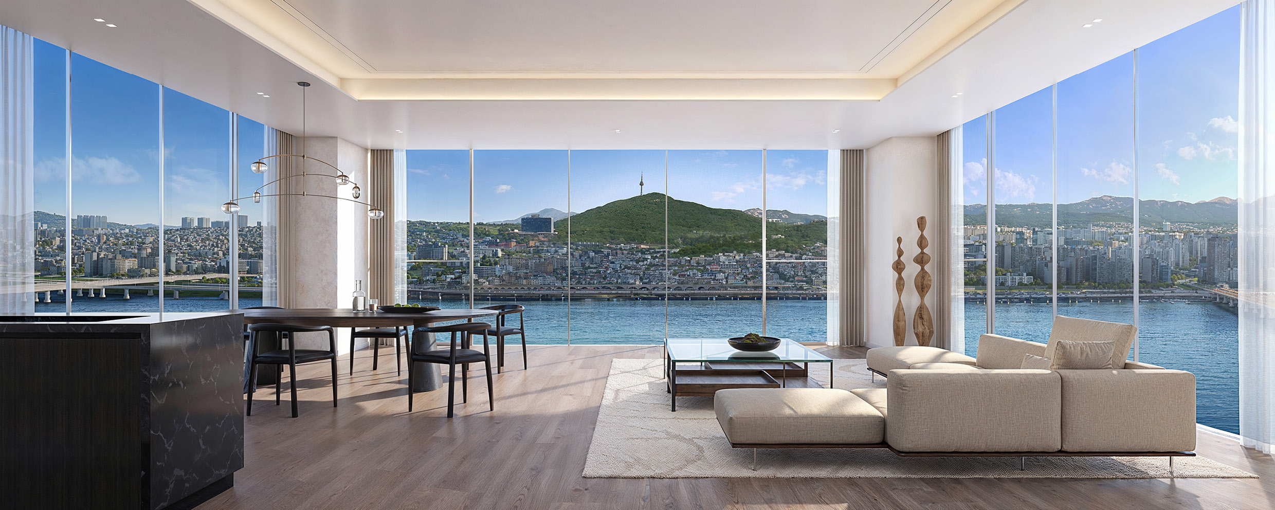 현대건설이 차별화된 미래형 주거 모델로 제안한 '압구정2구역' 3면 개방 파노라마 한강 조망