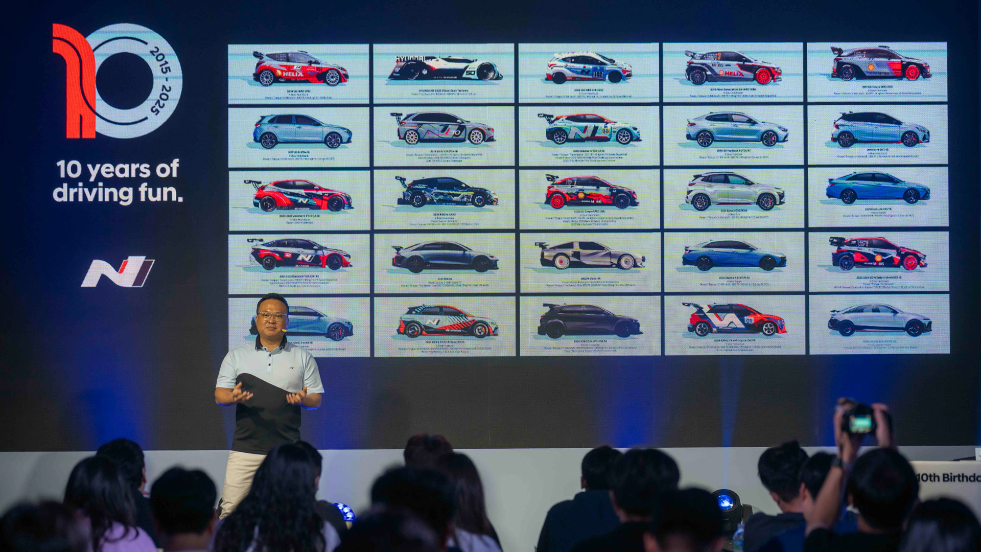 고성능 브랜드 N 출범 10주년 기념식에서 발표하고 있는 N매니지먼트실 박준우 상무