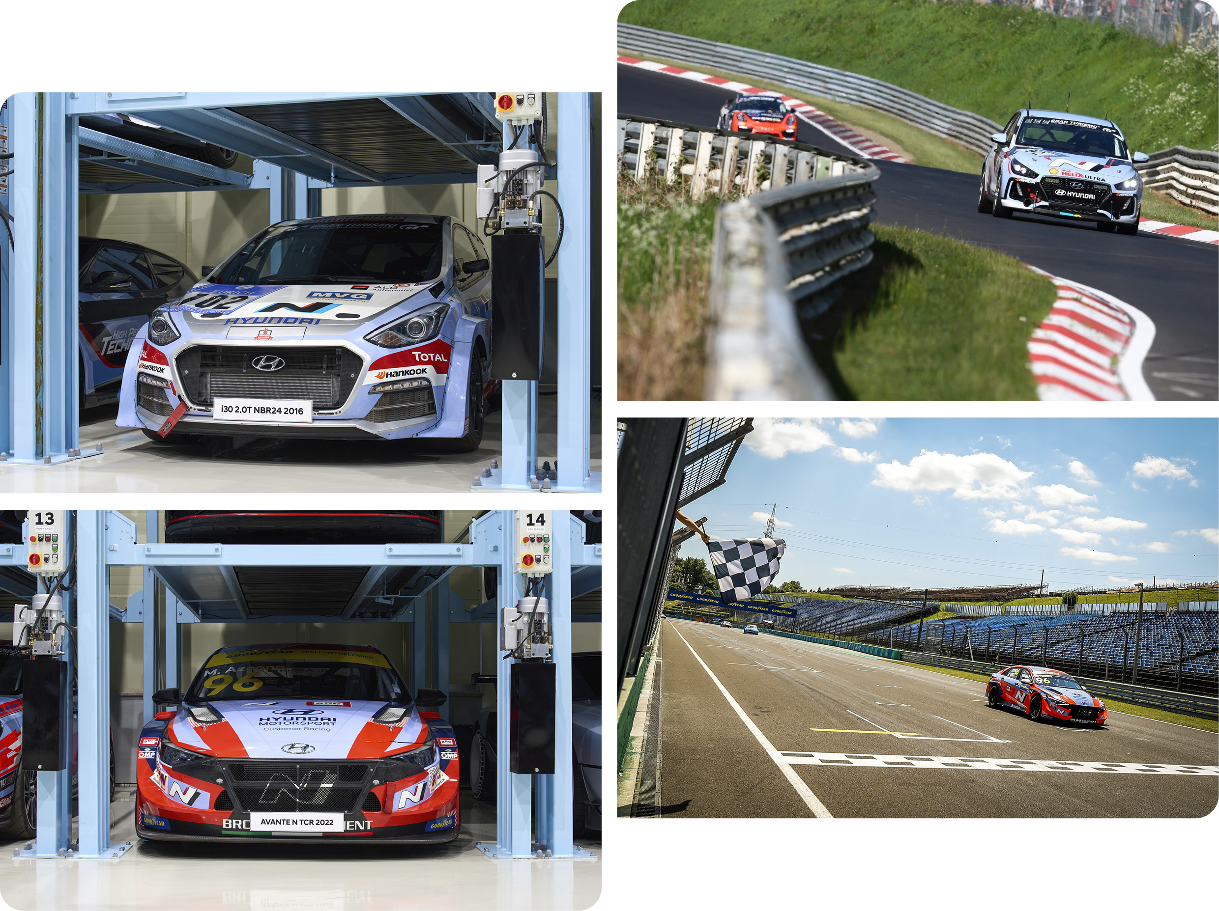 The images of racecars on display in the N Archive