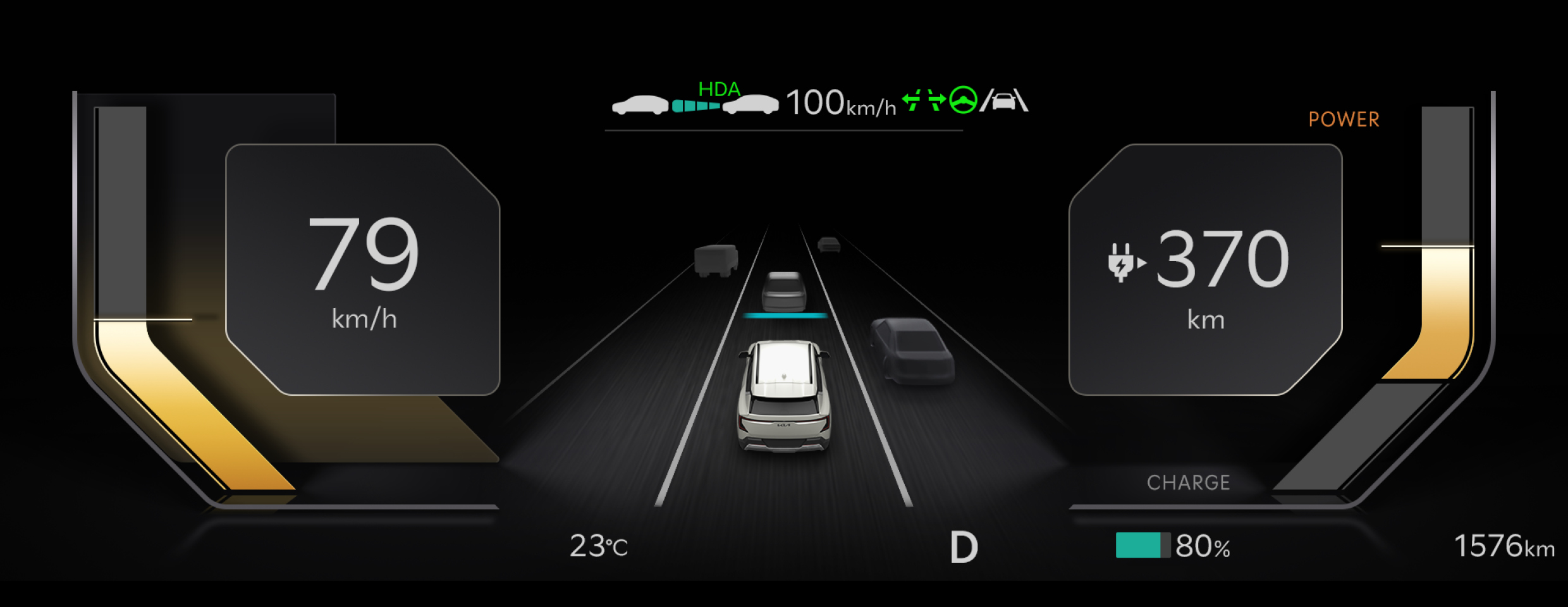 EV5에 적용된 신규 테마 클러스터 디자인을 보여주는 사진