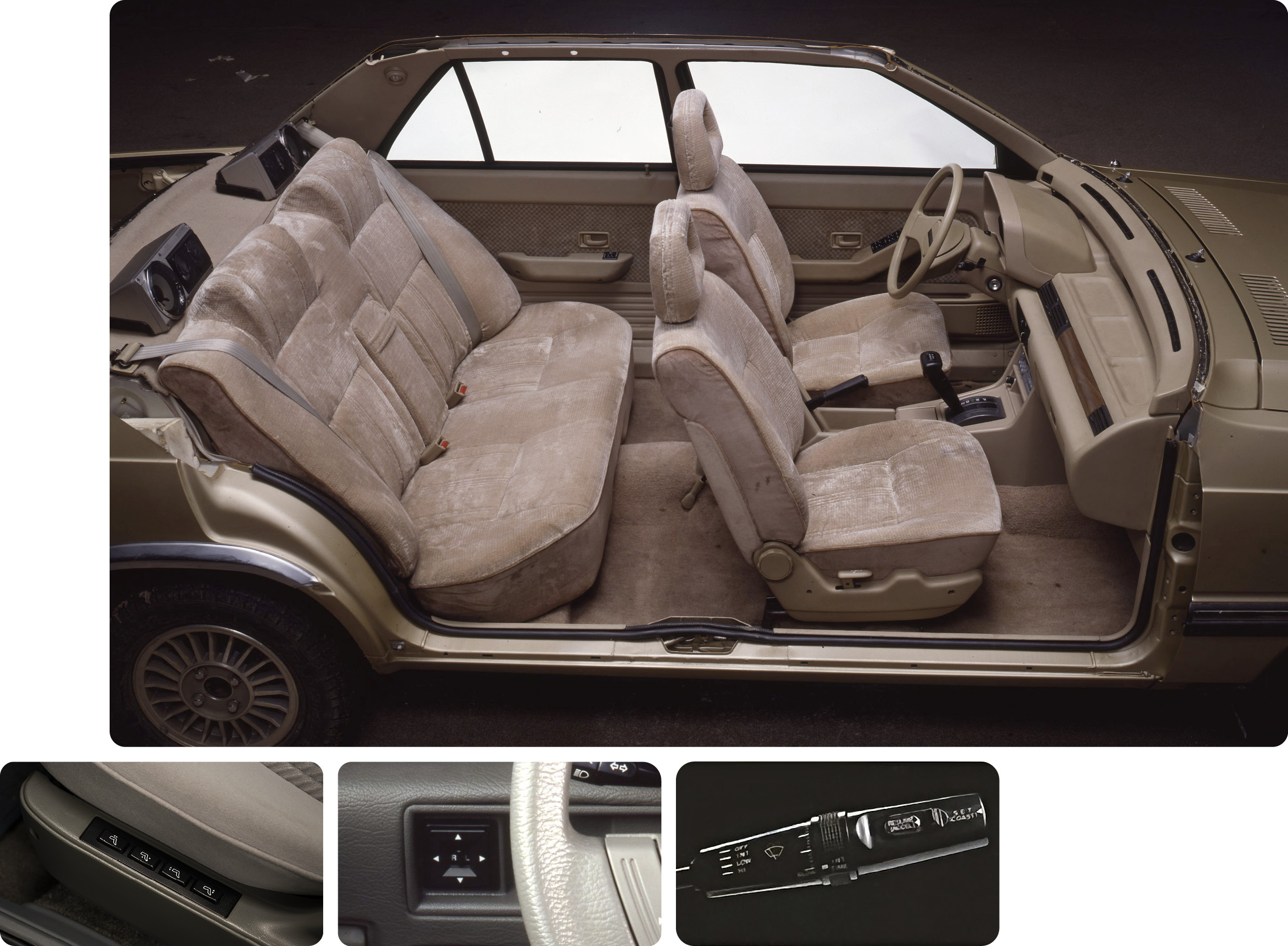 실내 절개차, 전동식 시트 조절 버튼, 전동식 사이드미러 조절 버튼, 크루즈 컨트롤 등