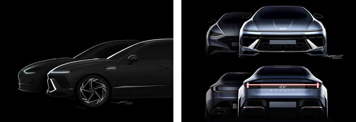 8세대 쏘나타의 디자인 스케치 모습