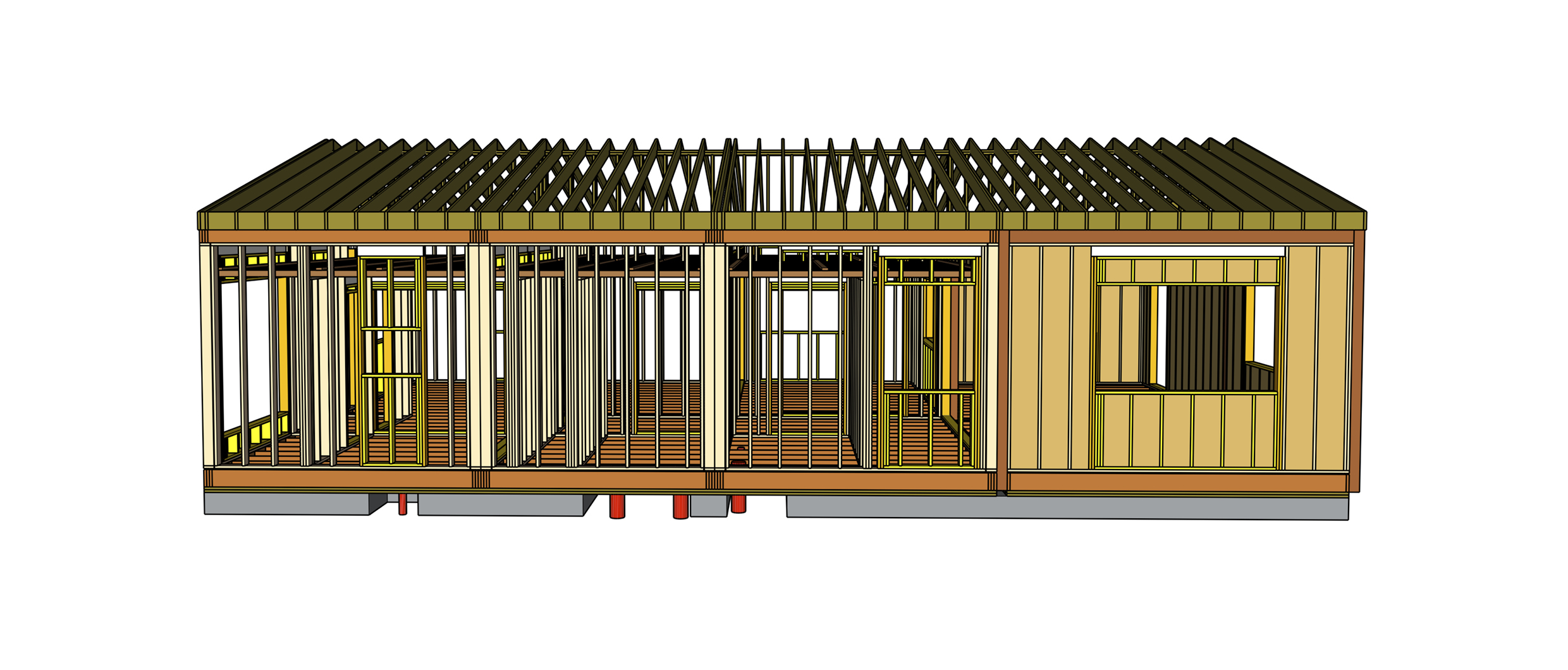 Rendering of a building using wooden modular construction