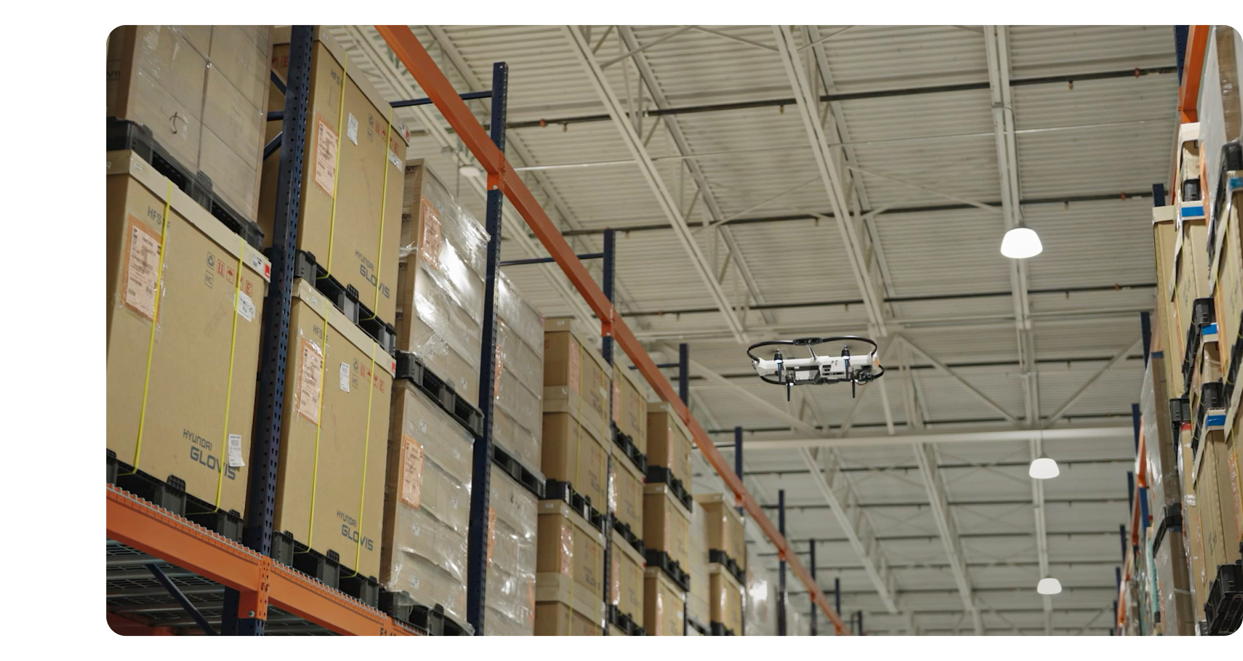 AI drones conducting inventory checks