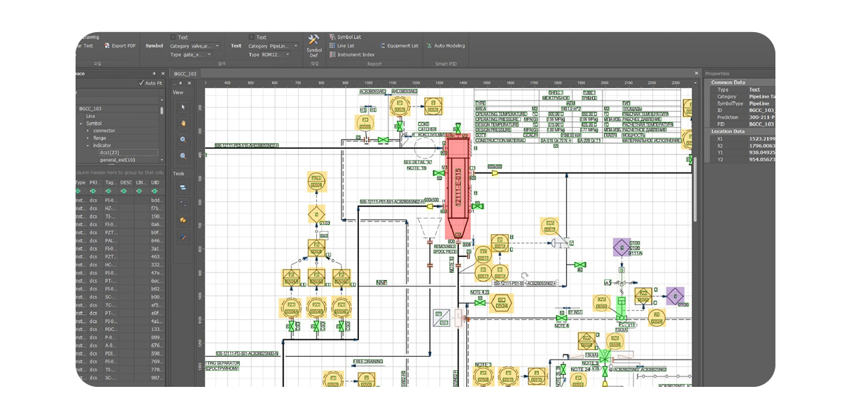 공정 배관 계장도 자동 인식 시스템을 나타내는 사진