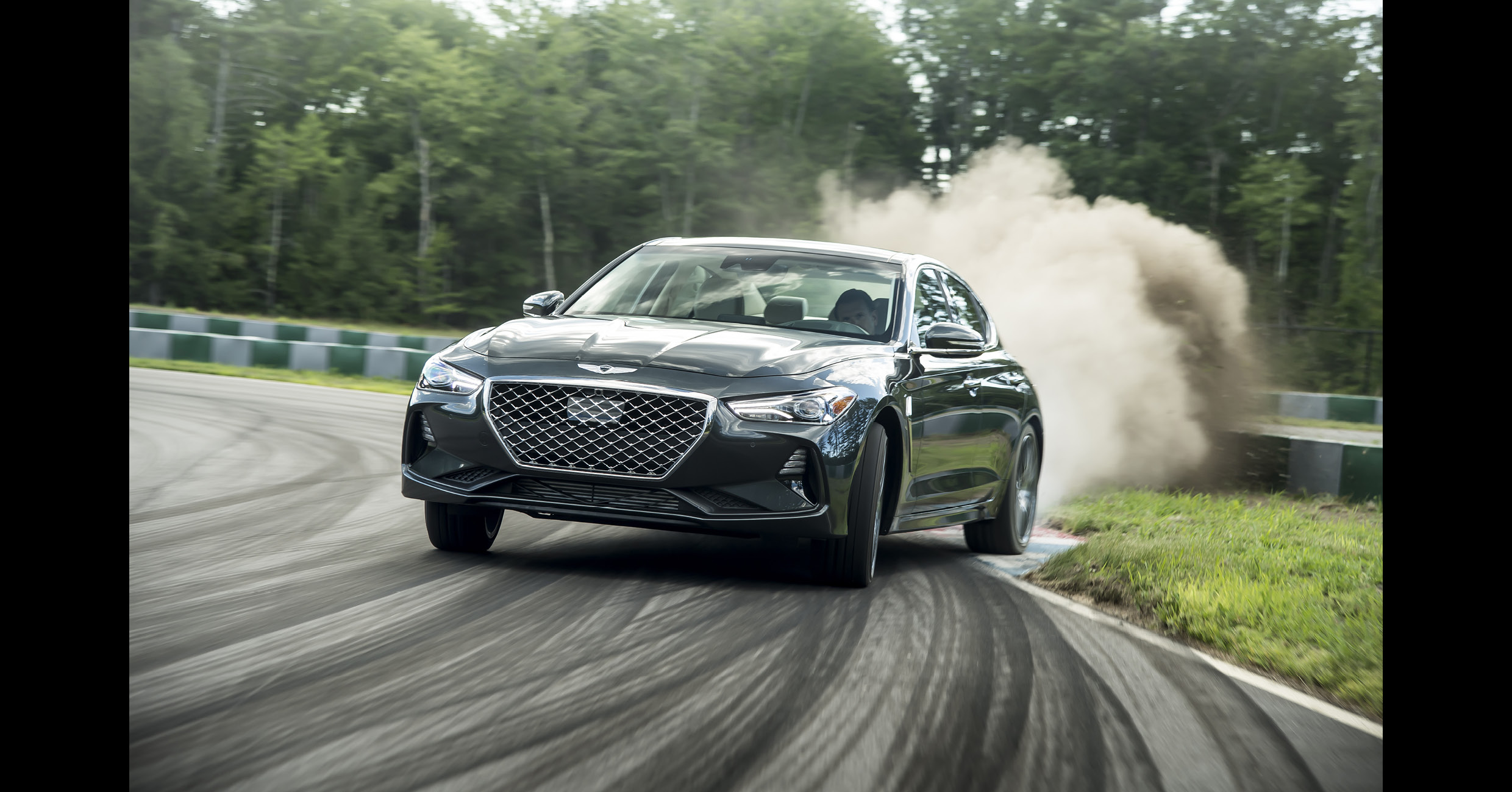 Genesis G70's running on the track