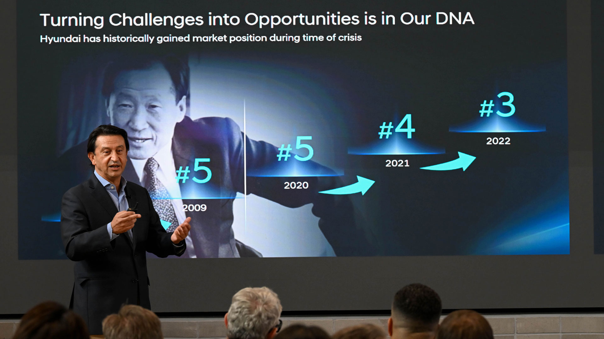 호세 무뇨스 사장이 타운홀 미팅에서 메시지를 전달하는 모습-3