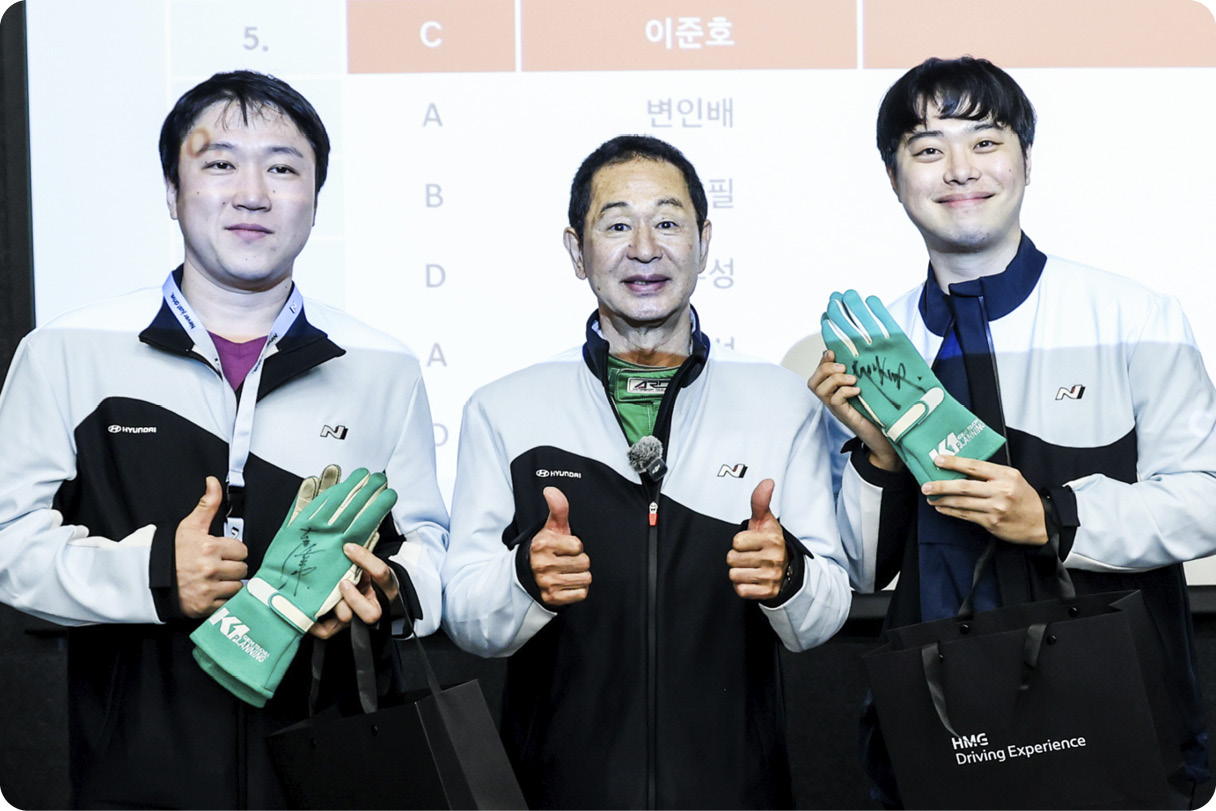 츠치야 케이치와 그의 글러브를 선물받은 참가자들의 모습