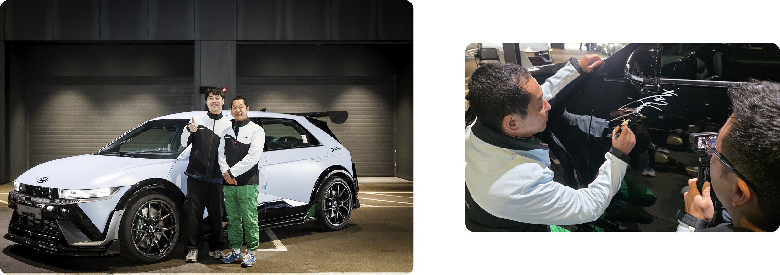 츠치야 케이치와 함께 기념 사진을 남기고 싸인을 받는 참가자의 모습