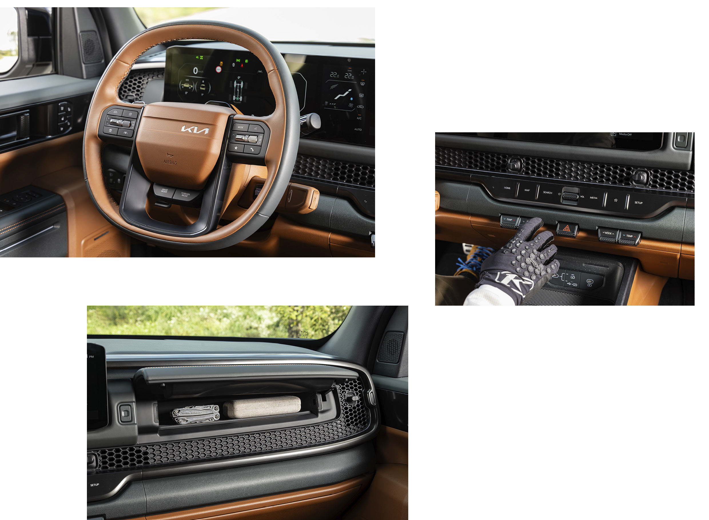 타스만의 스티어링 휠과 크래쉬패드 스토리지