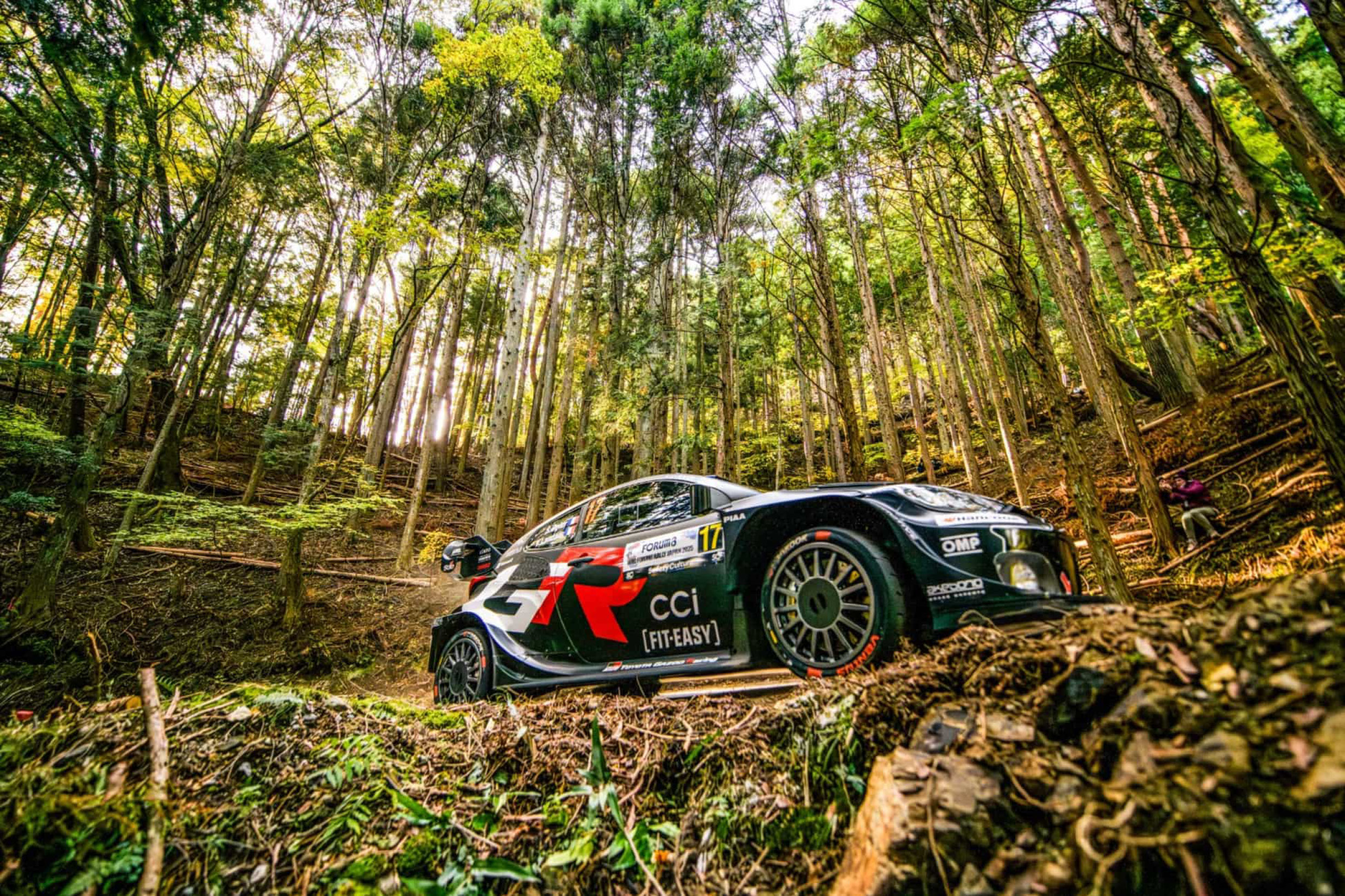 Toyota Team Rally Car Driving on the Road