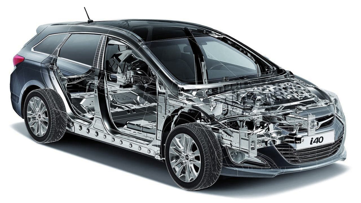 현대차 i40 절개 이미지 전측면 모습