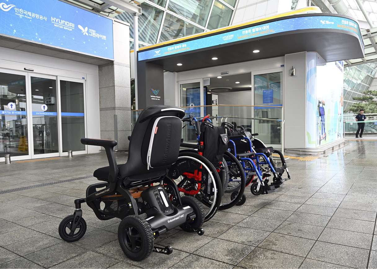 인천국제공항 휠셰어 이동식 대여소의 모습