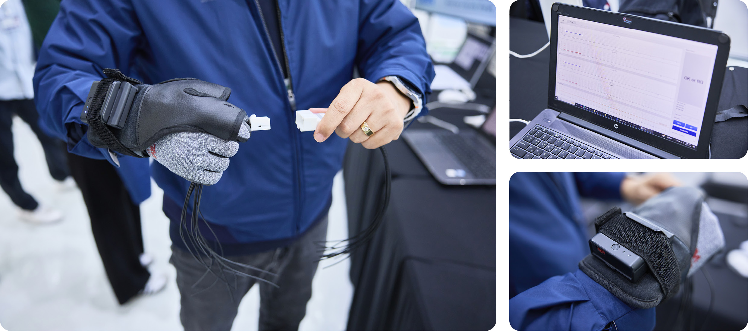 커넥터 체결 검사 기술을 시연 중인 모습