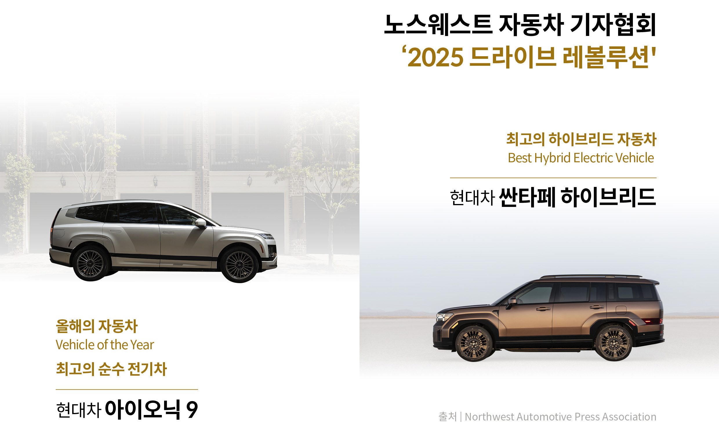 드라이브 레볼루션을 수상한 아이오닉 9과 싼타페 하이브리드