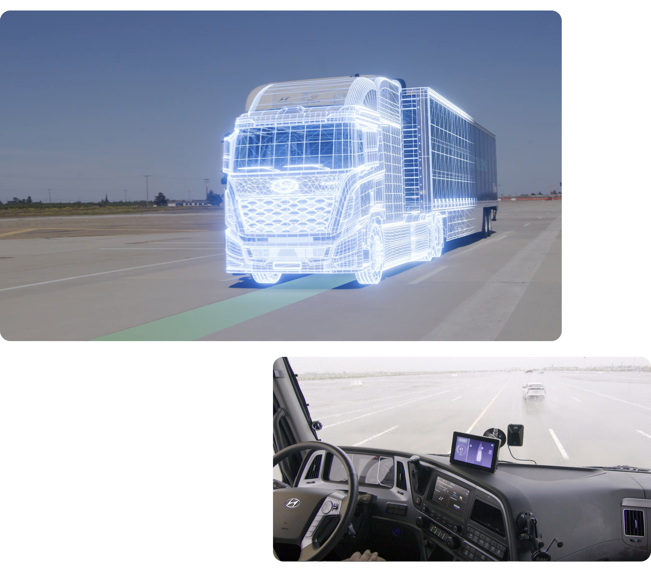 자율주행 수소전기트럭의 작동 장면