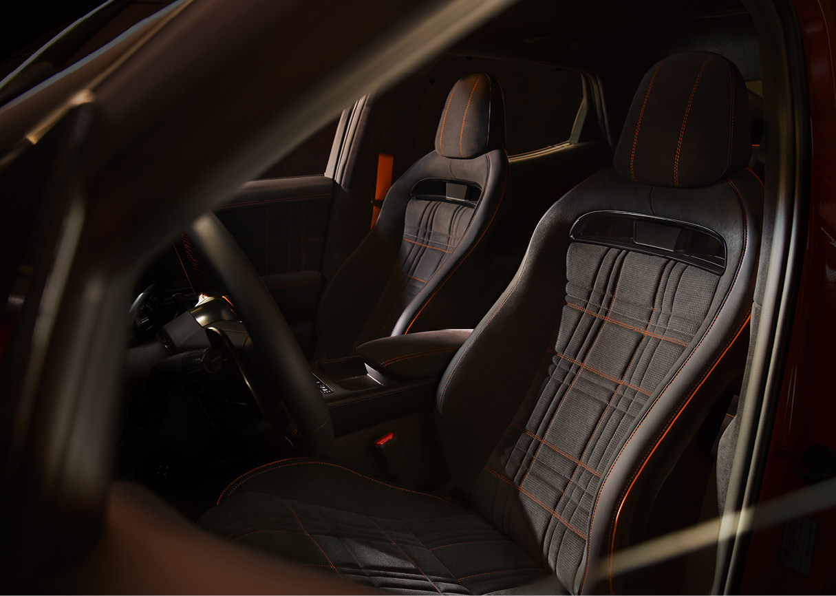 The look of the Genesis GV60 Magma's bucket seat