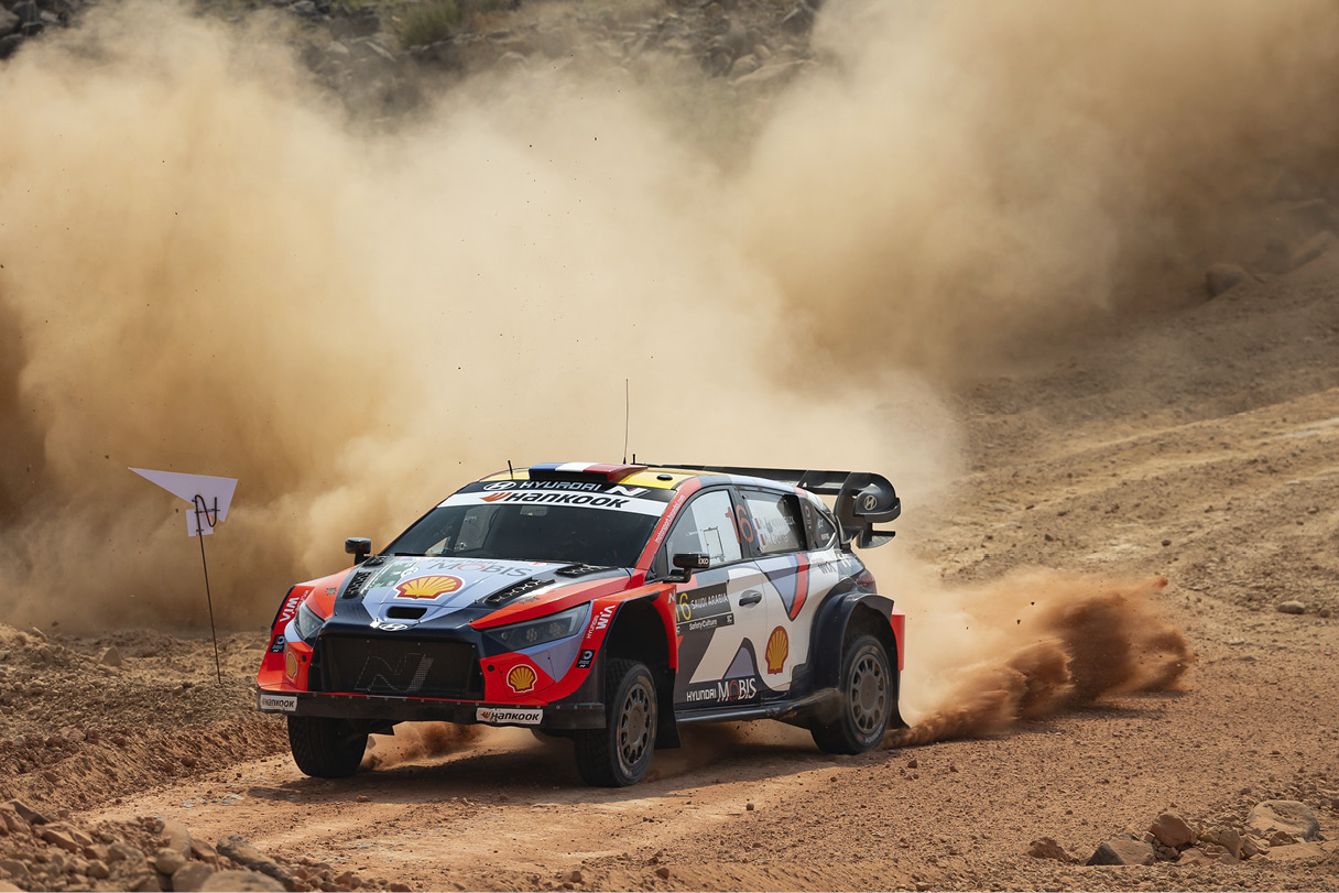 hyundai i20 rally 1 hybrid car is driving