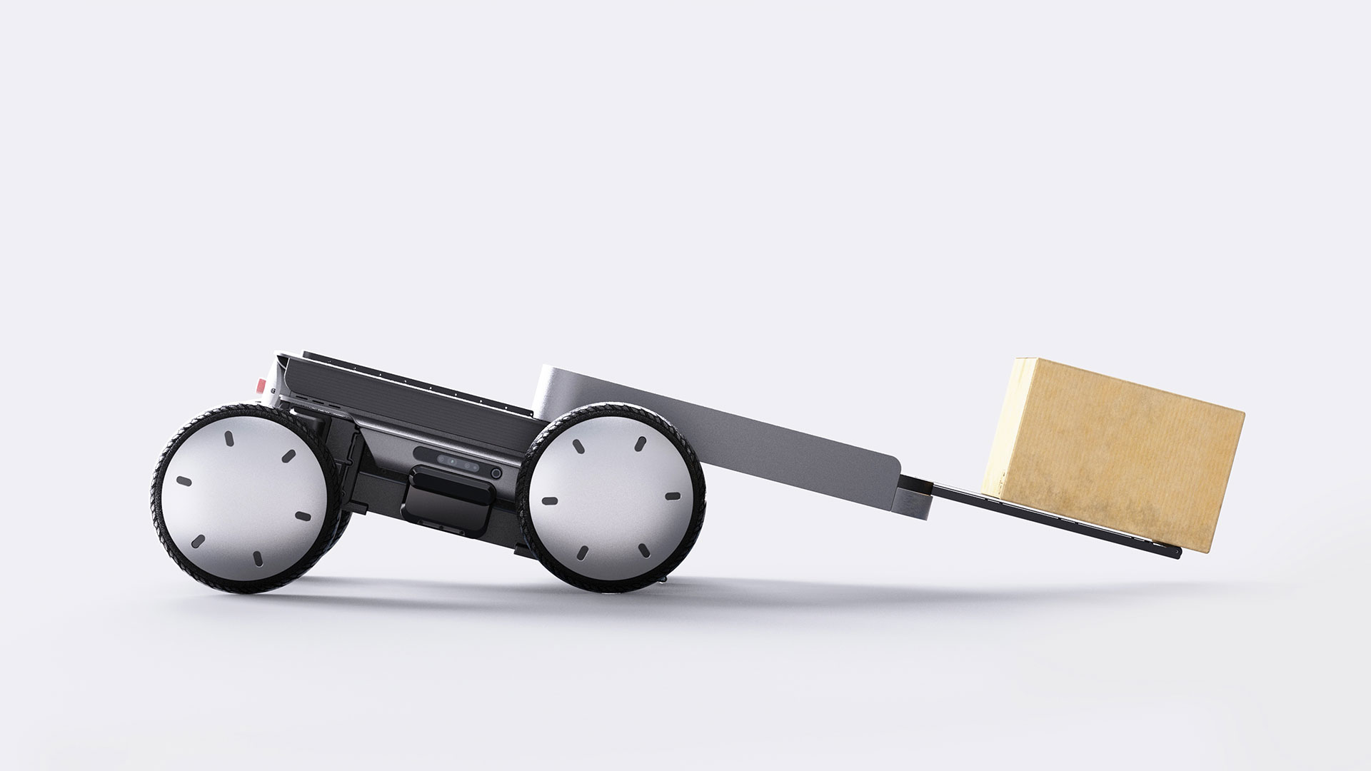 현대자동차·기아의 차세대 모빌리티 로봇 플랫폼 '모베드(MobED)'가 박스를 내리는 모습