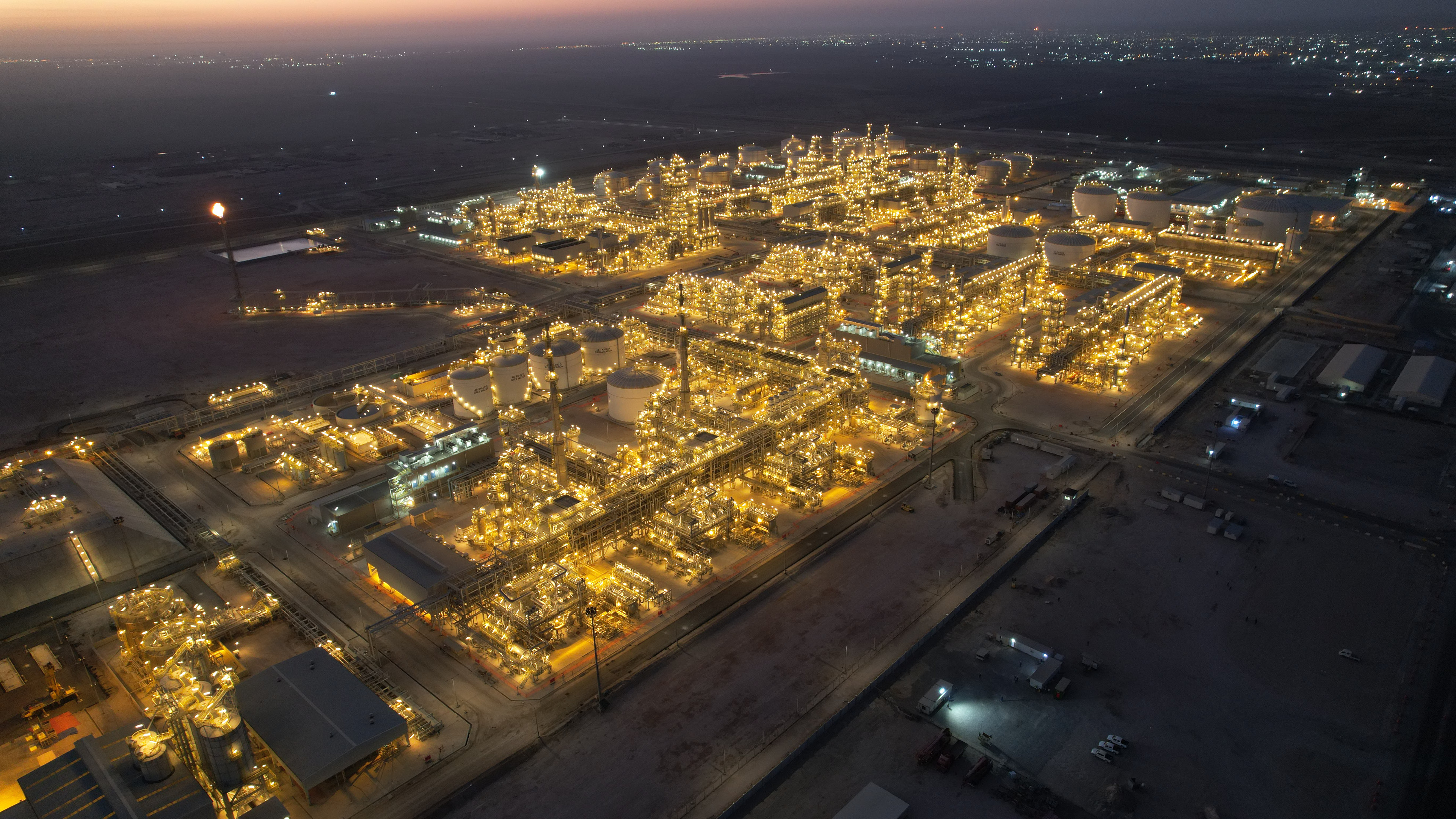 A night view of Hyundai Engineering & Construction's Basra Refinery in Iraq