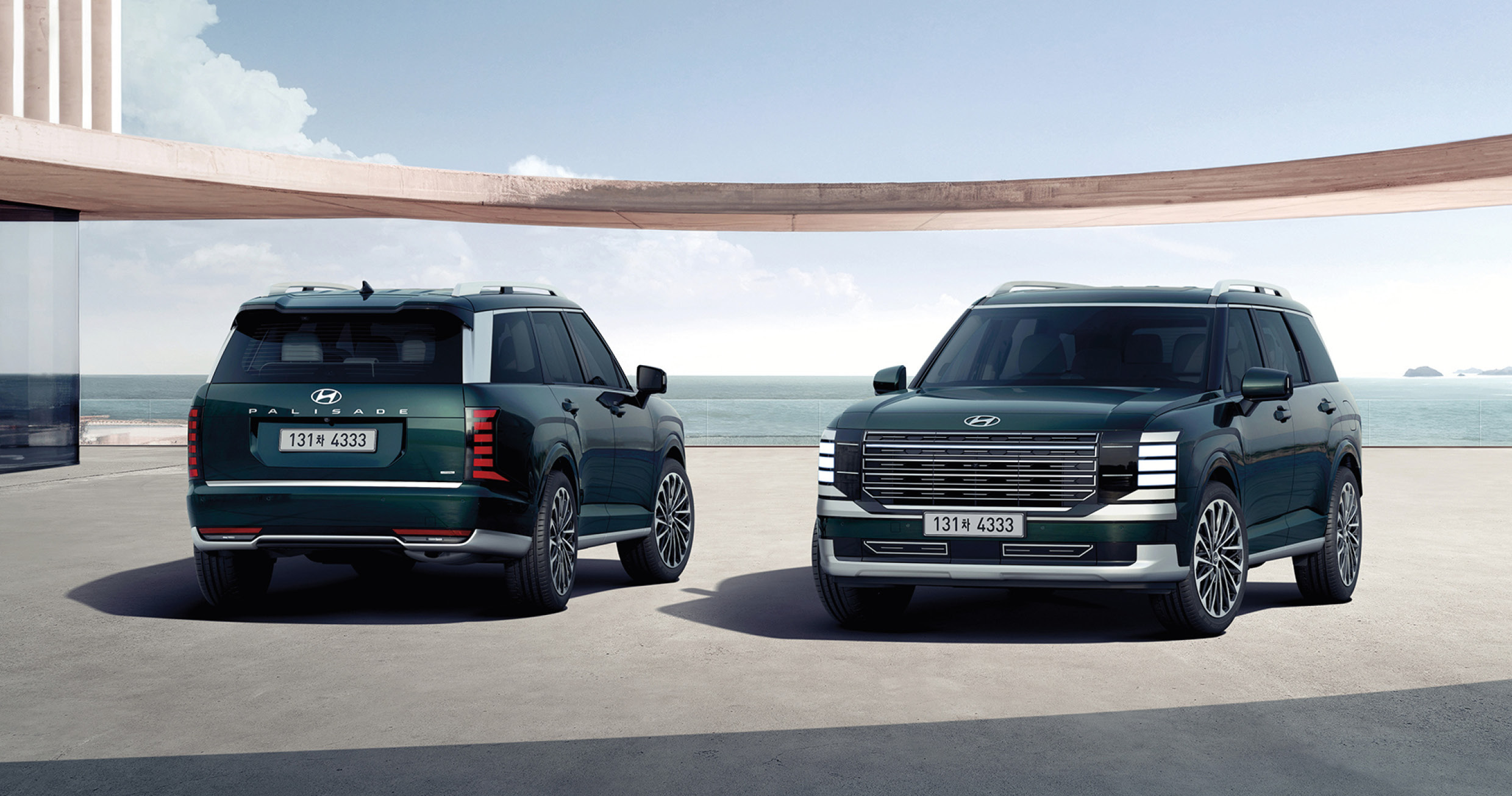 2세대 팰리세이드 2대가 서 있는 모습