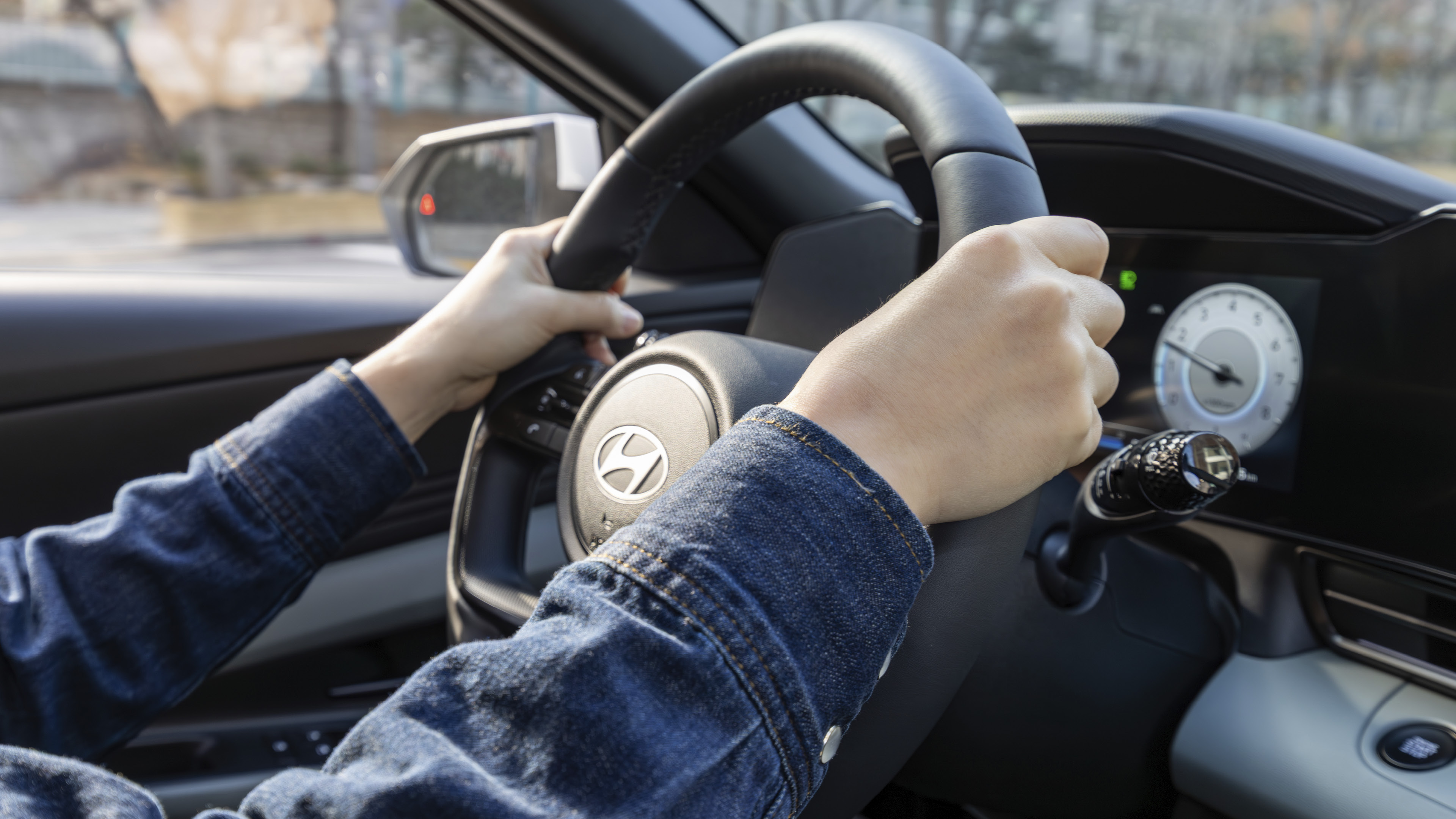 운전대를 잡고 있는 모습