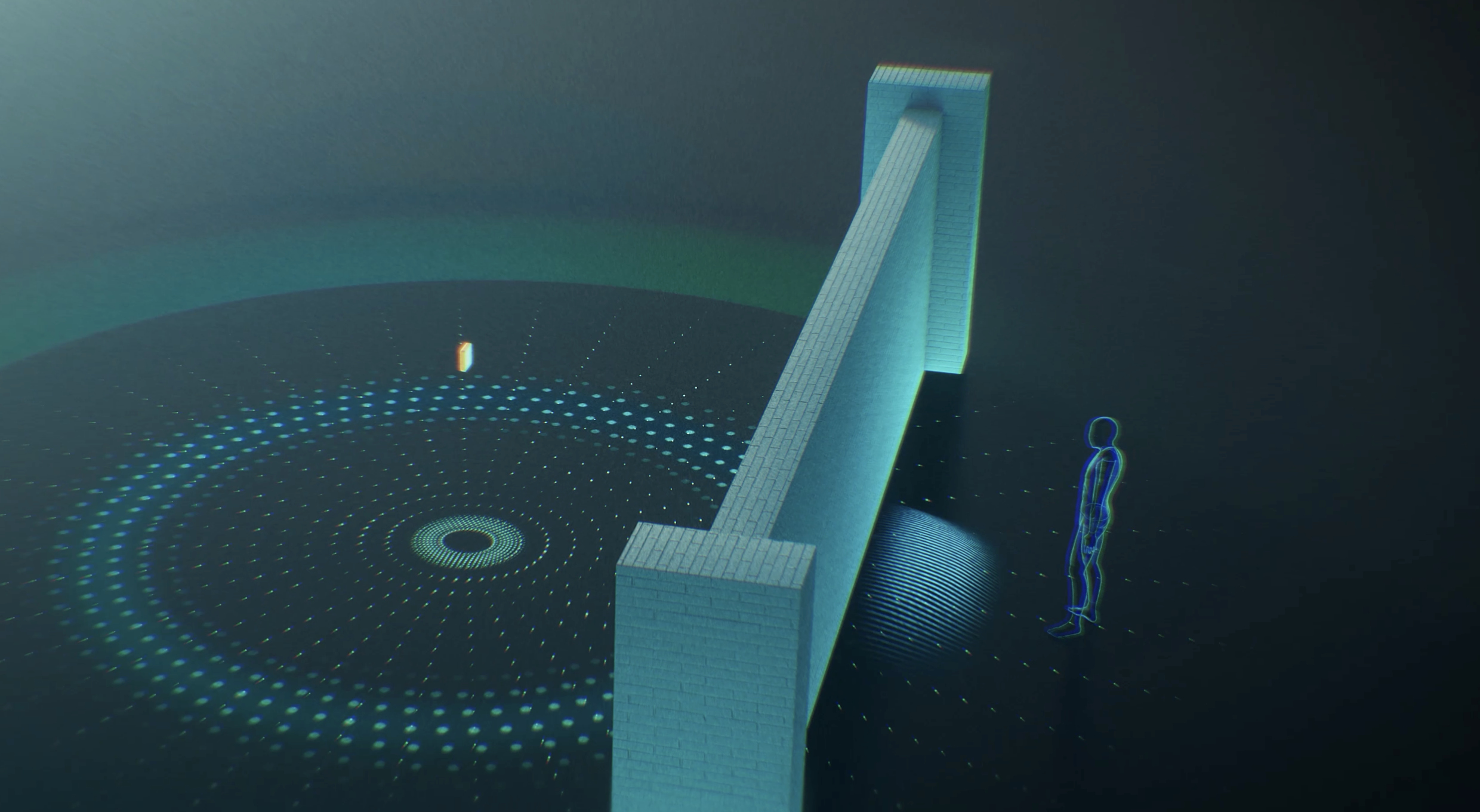 Scenes where radio waves from UWB modules pass through obstacles