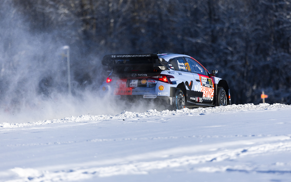 Hyundai i20N Rally1 Vehicle running Through the Snow