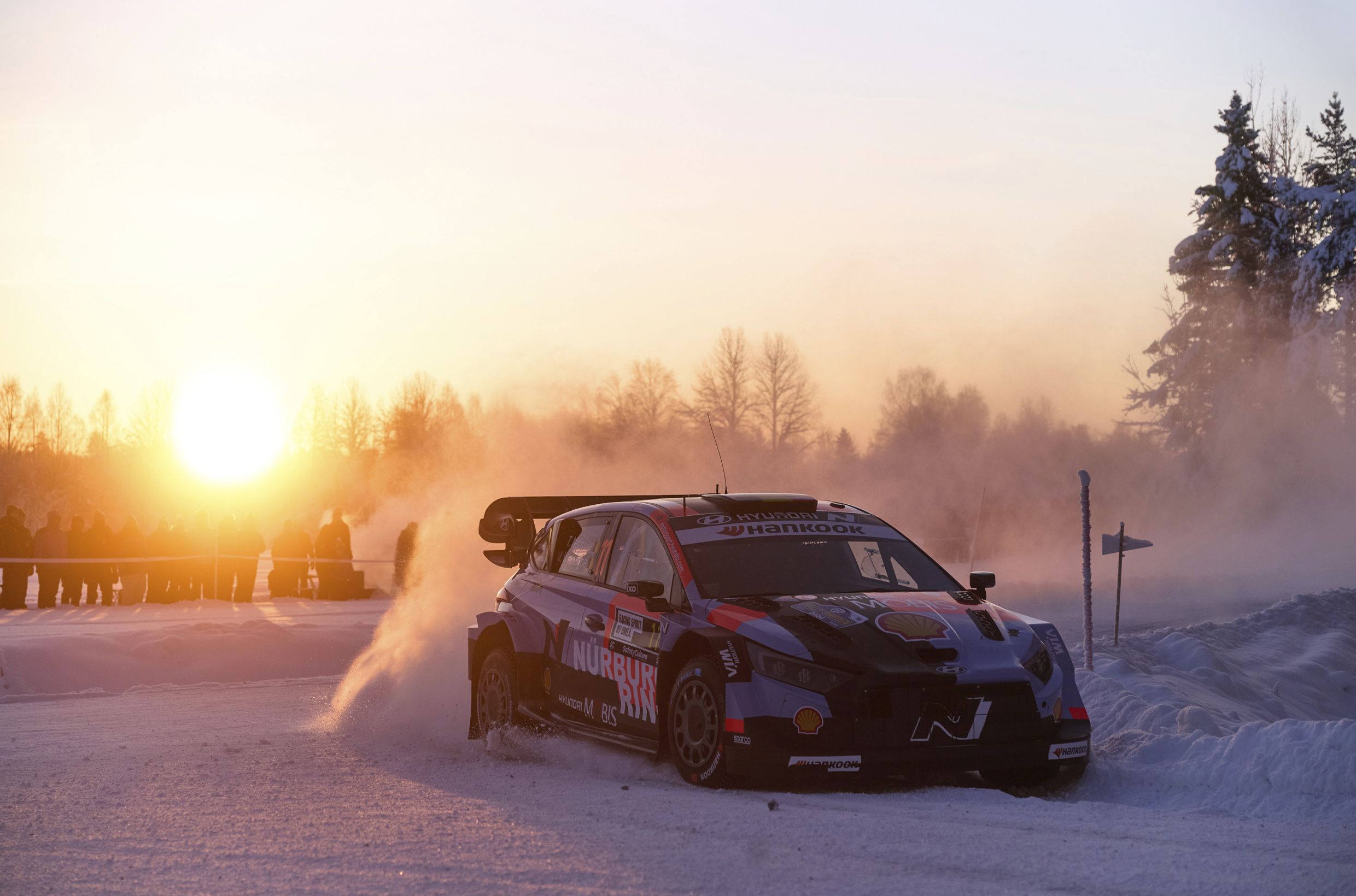 Hyundai i20N Rally1 Vehicle running Through the Snow