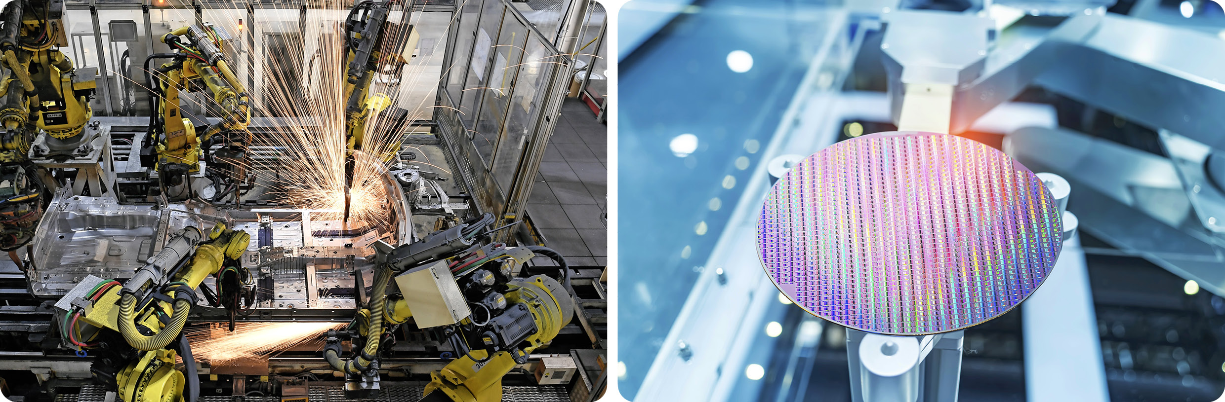 현대차그룹 생산 현장의 다양한 로봇과 반도체 공정