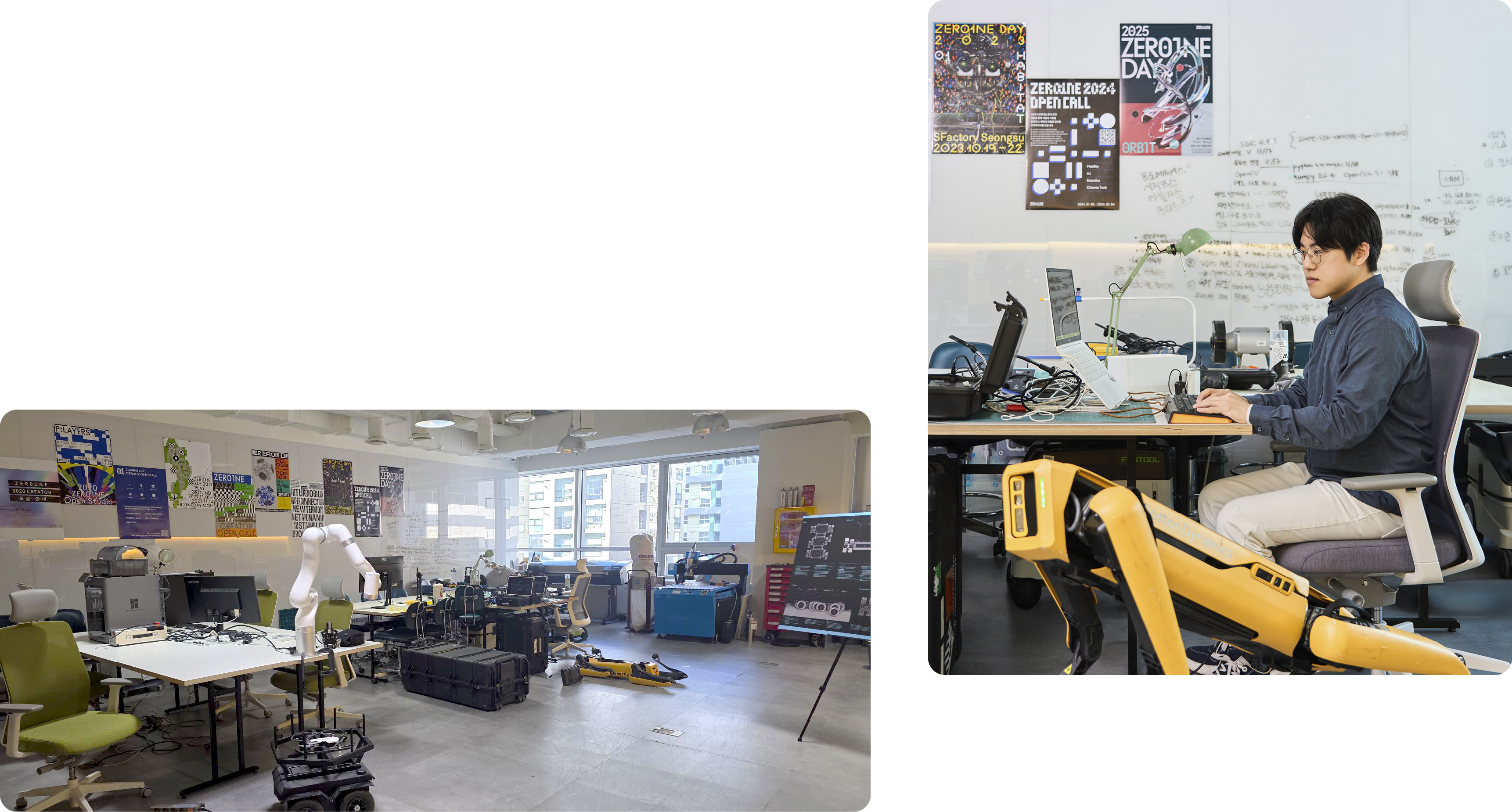 크리에이터들이 작업을 수행하는 메이커 스페이스의 모습