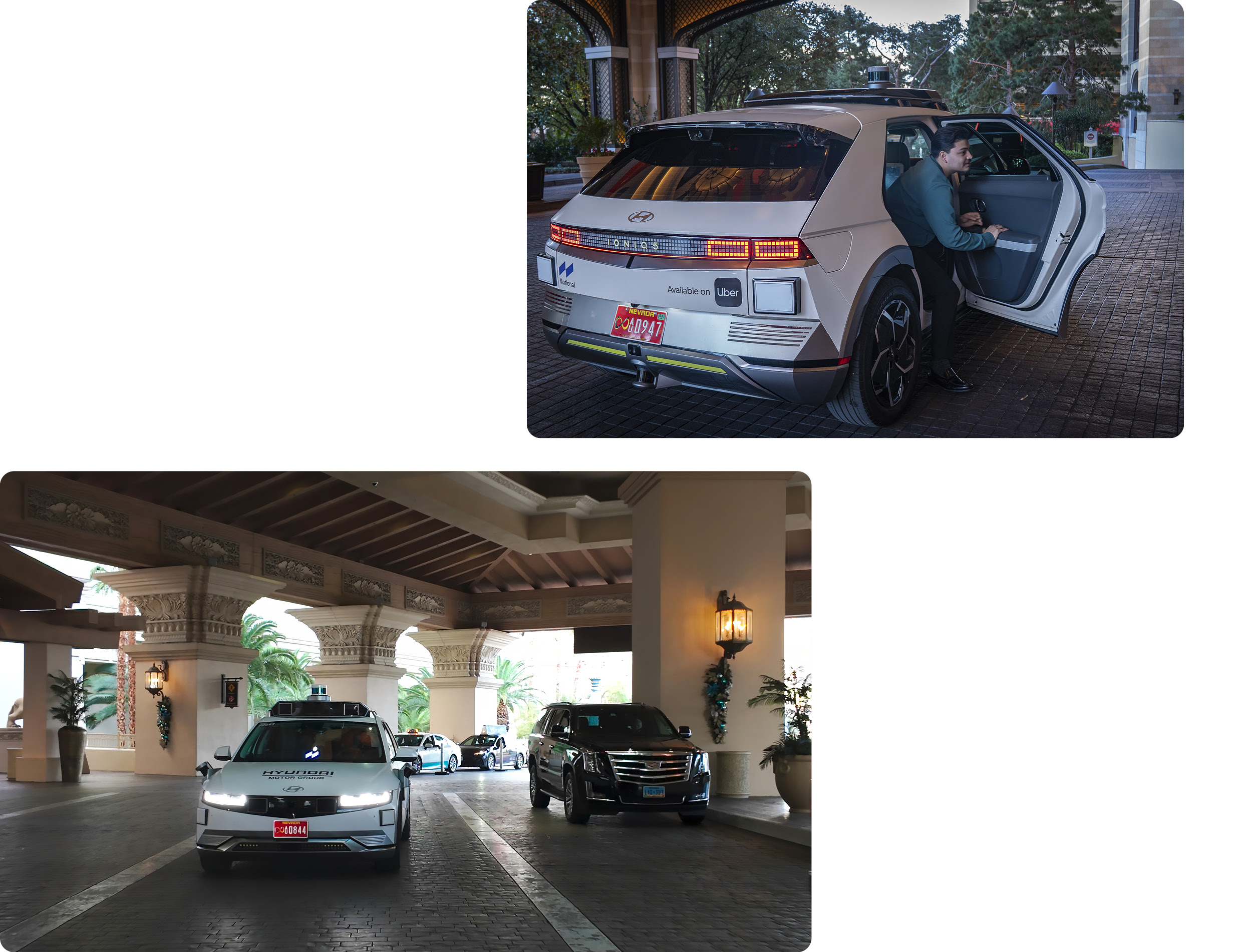 라스베이거스 주요 호텔에 마련된 승하차 지점은 차량과 보행자가 뒤엉켜 주행 환경이 복잡하다